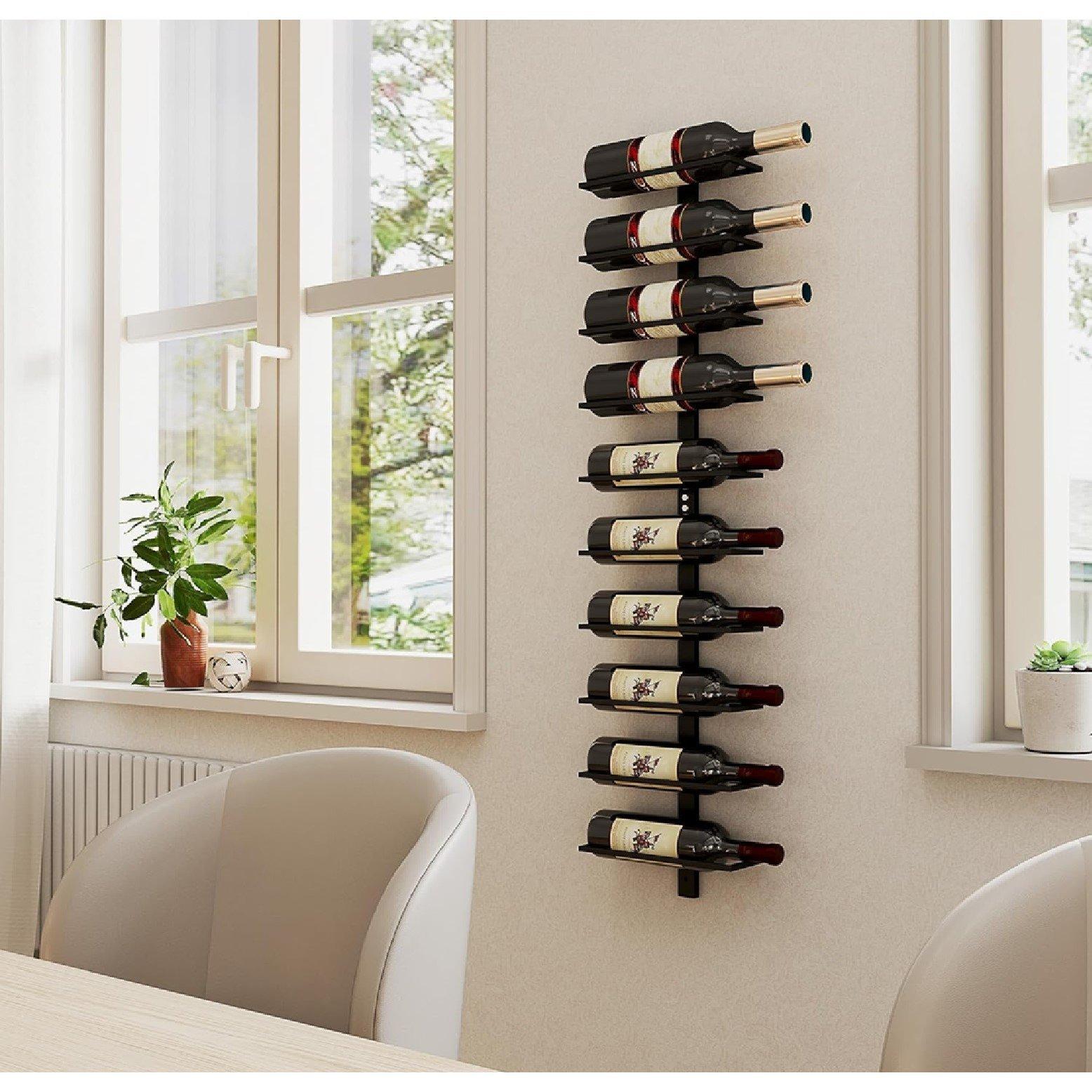 Black - HOMCOM - HOMCOM 10-Tier Wall Mount Wine Rack - 7