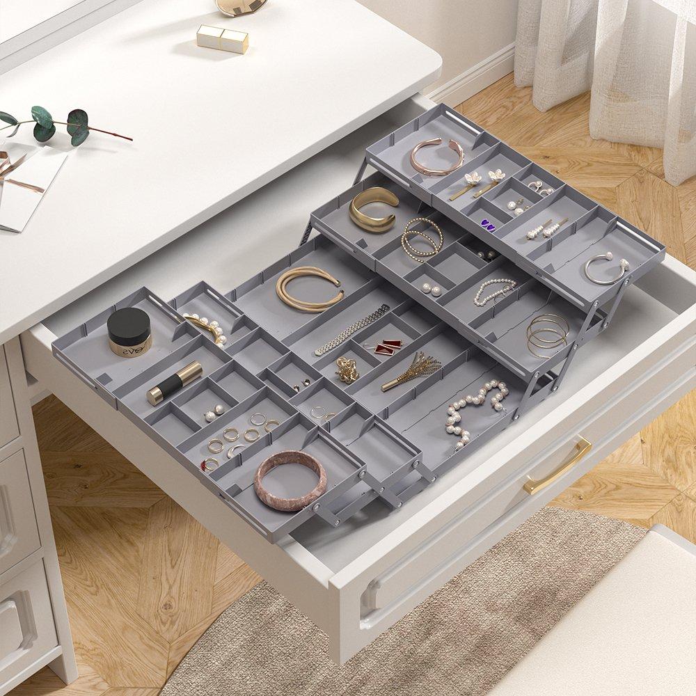 Grey - LIFE IDEAS - Expandable Multi-Tier Drawer Organiser Tray - 2