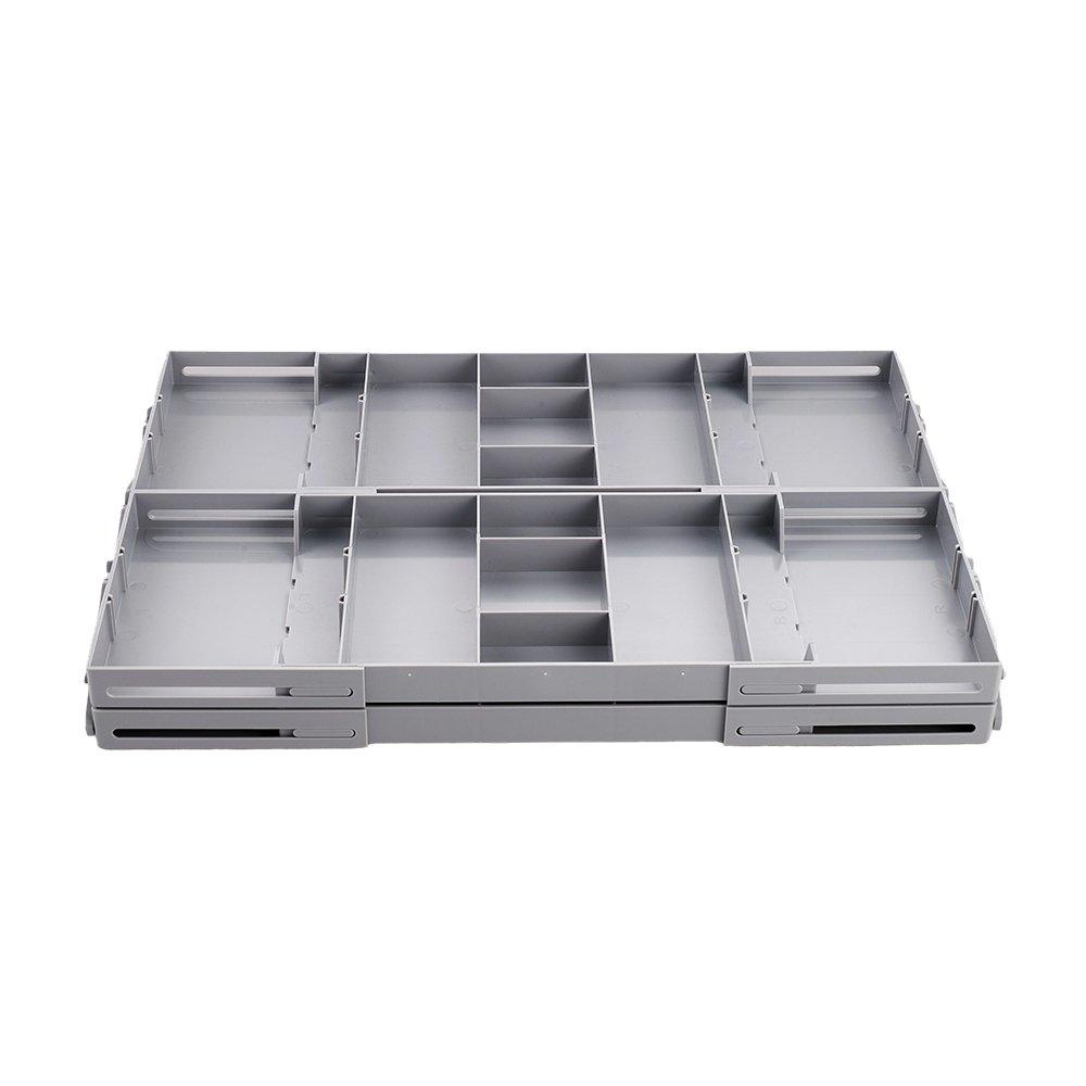 Grey - LIFE IDEAS - Expandable Multi-Tier Drawer Organiser Tray - 5