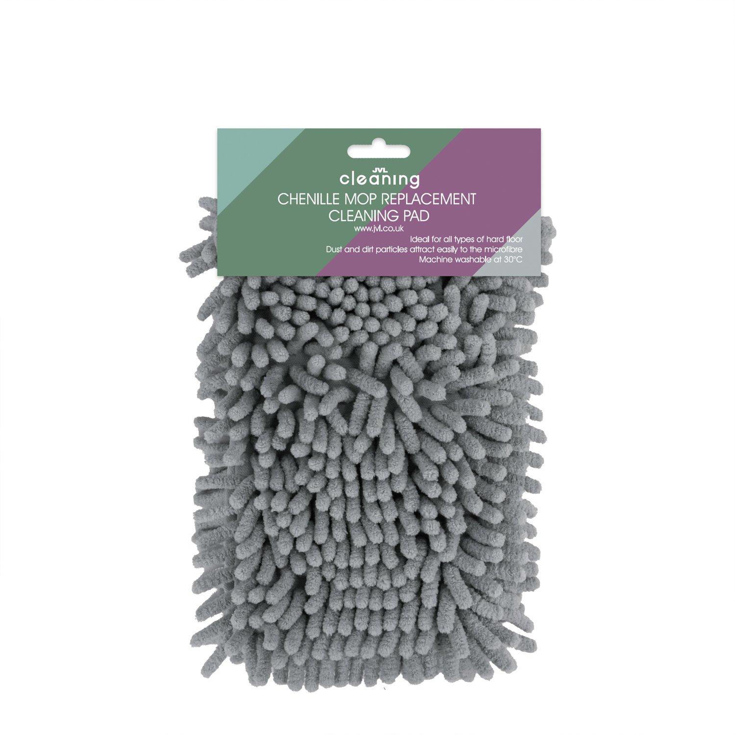 Grey - JVL - JVL Chenille Mop Replacement Pads - Grey Pack of 5 - 5