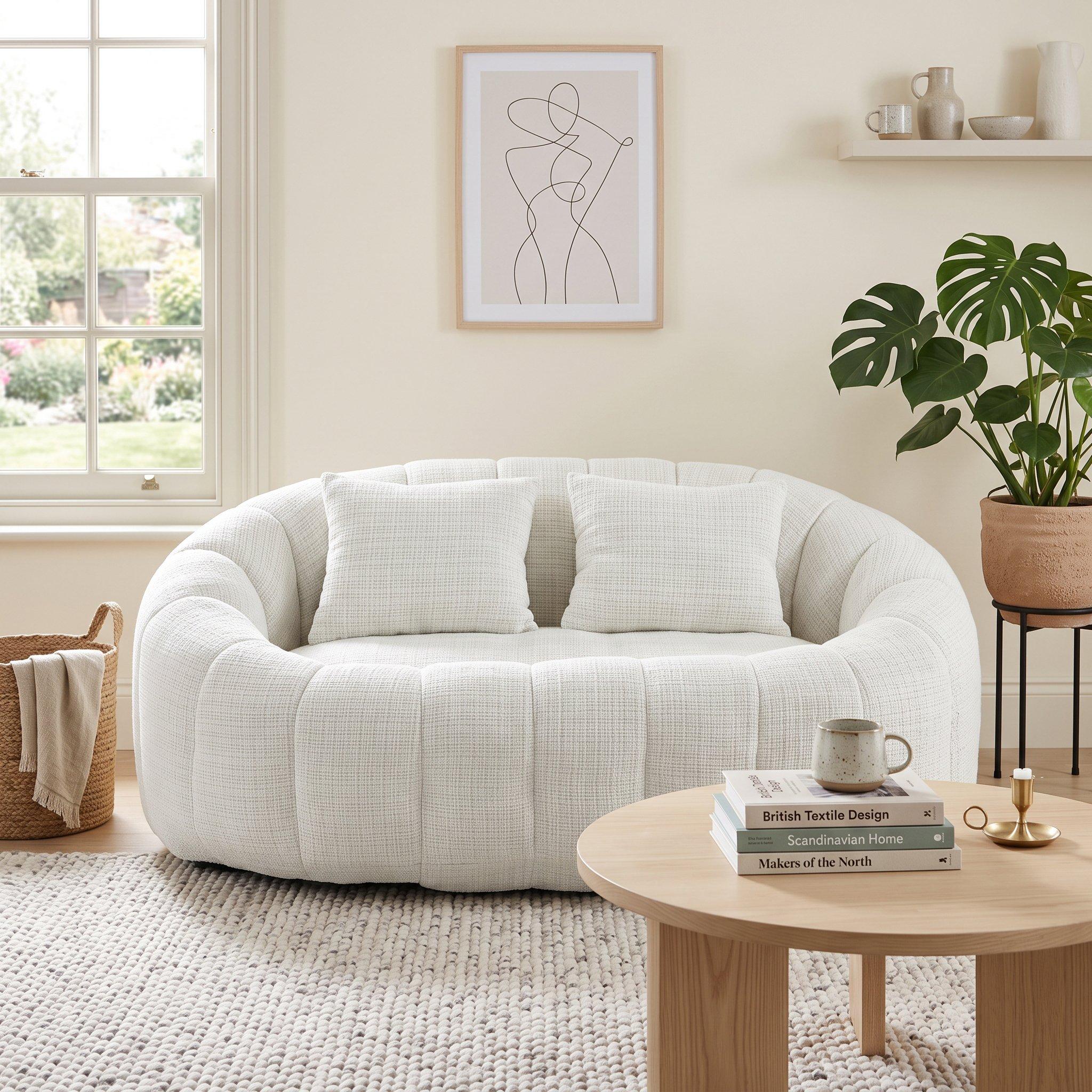 Beige - Urban Meuble - Chenille Memory Foam Bean Bag Loveseat Sofa - 1