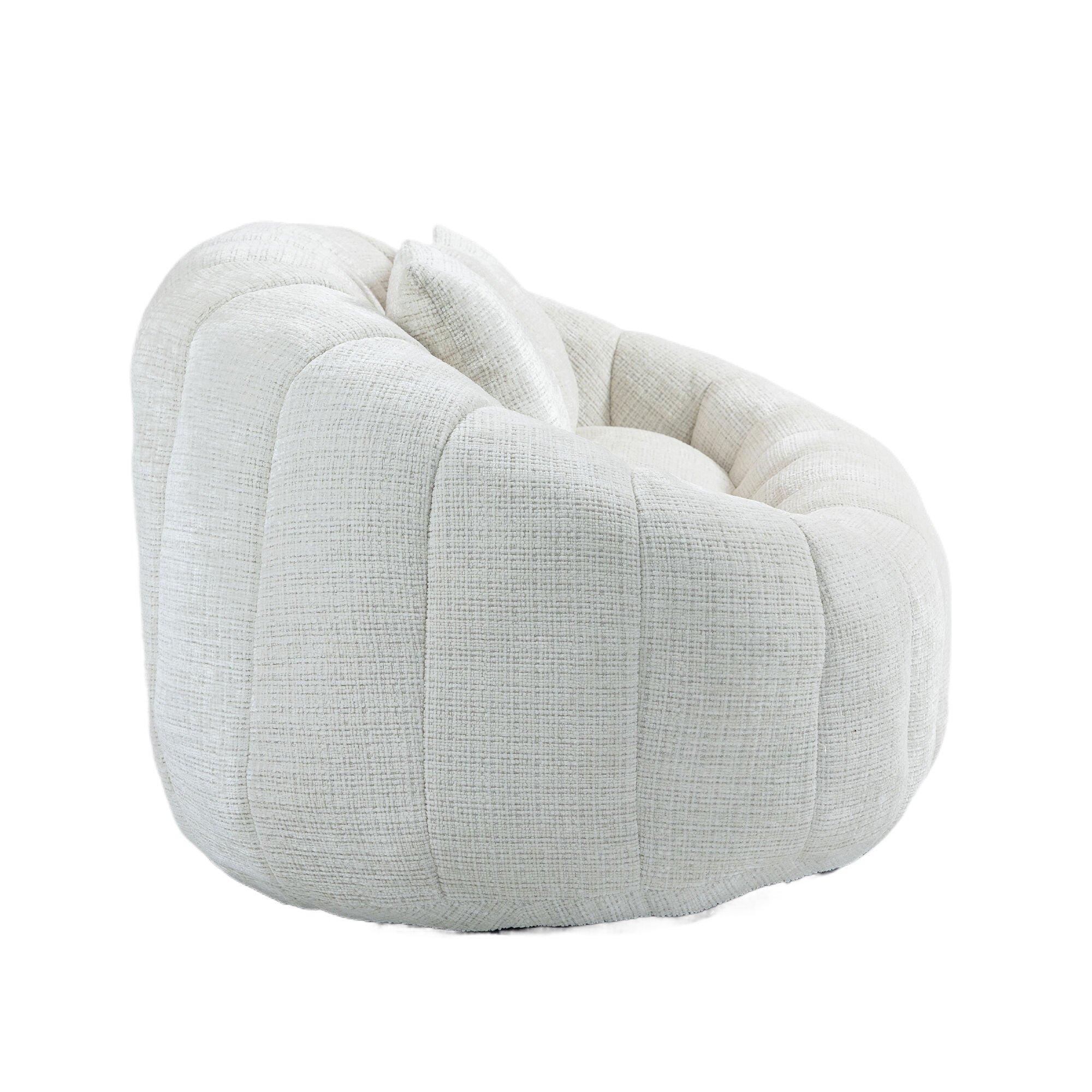 Beige - Urban Meuble - Chenille Memory Foam Bean Bag Loveseat Sofa - 13