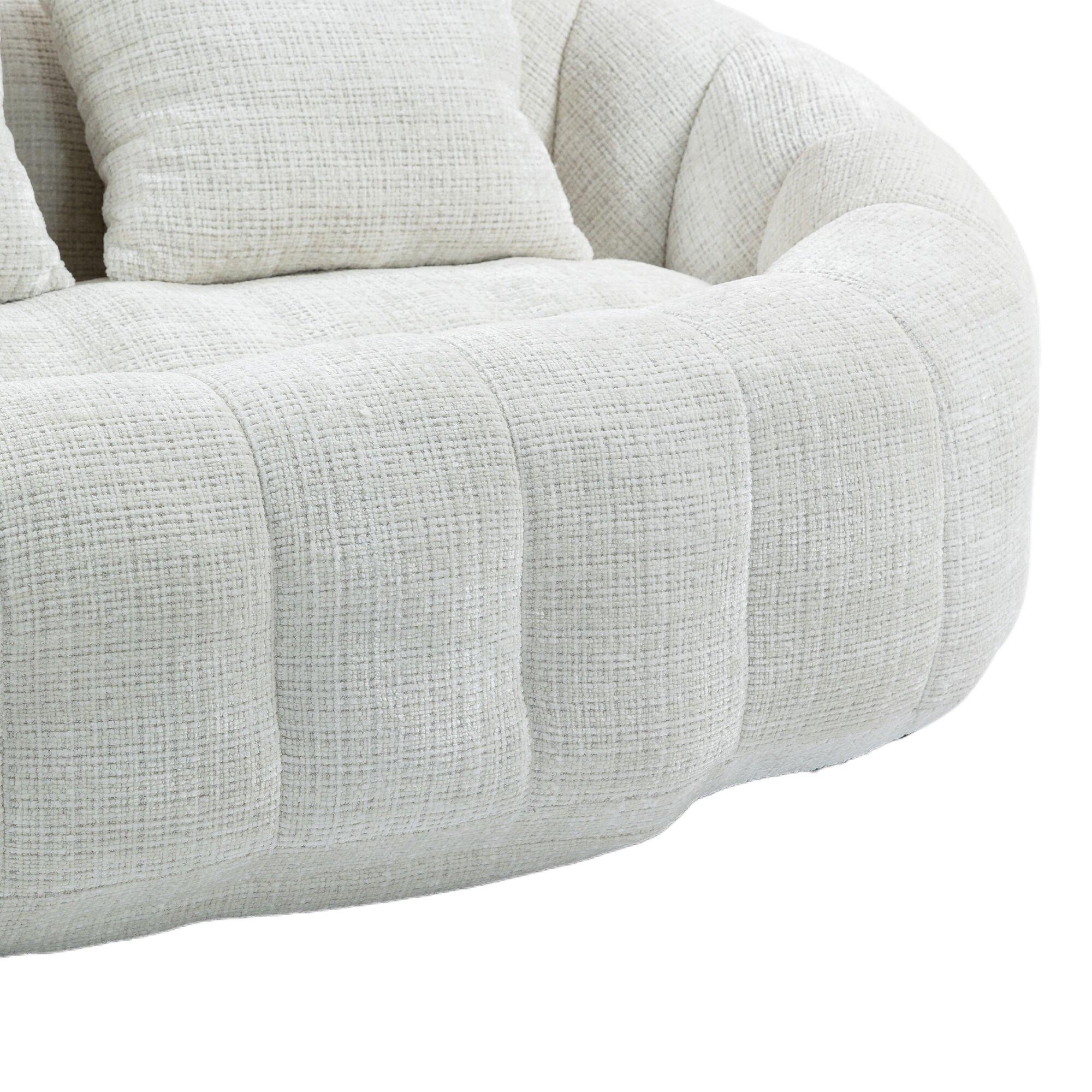 Beige - Urban Meuble - Chenille Memory Foam Bean Bag Loveseat Sofa - 16