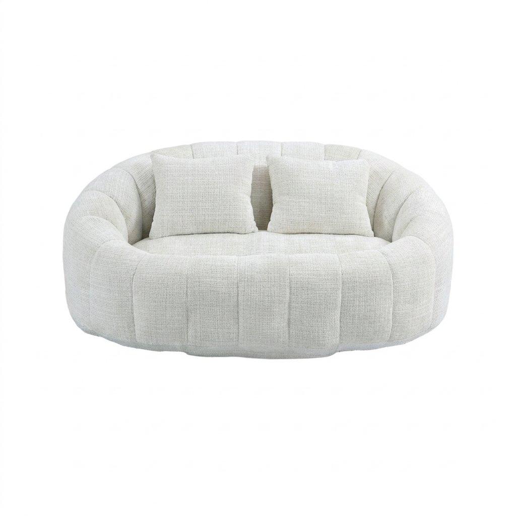 Beige - Urban Meuble - Chenille Memory Foam Bean Bag Loveseat Sofa - 5