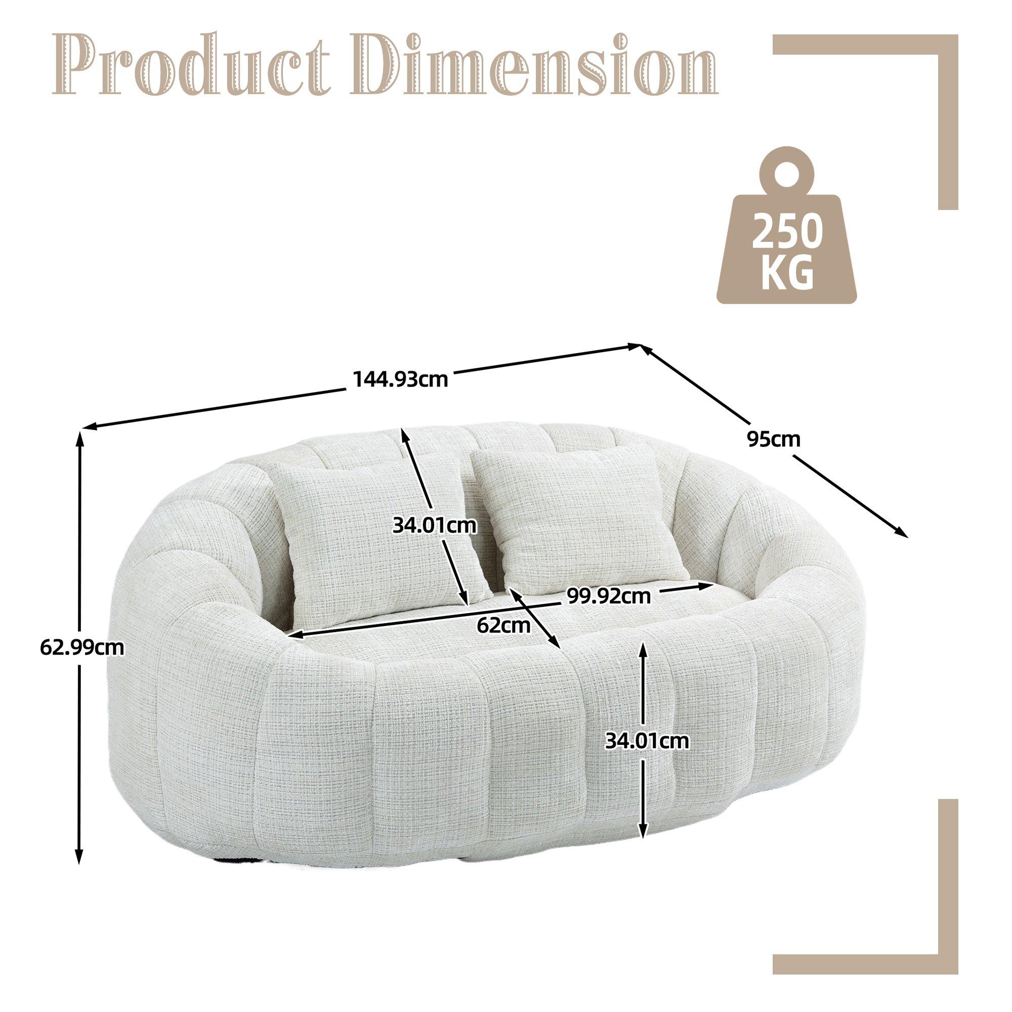 Beige - Urban Meuble - Chenille Memory Foam Bean Bag Loveseat Sofa - 6