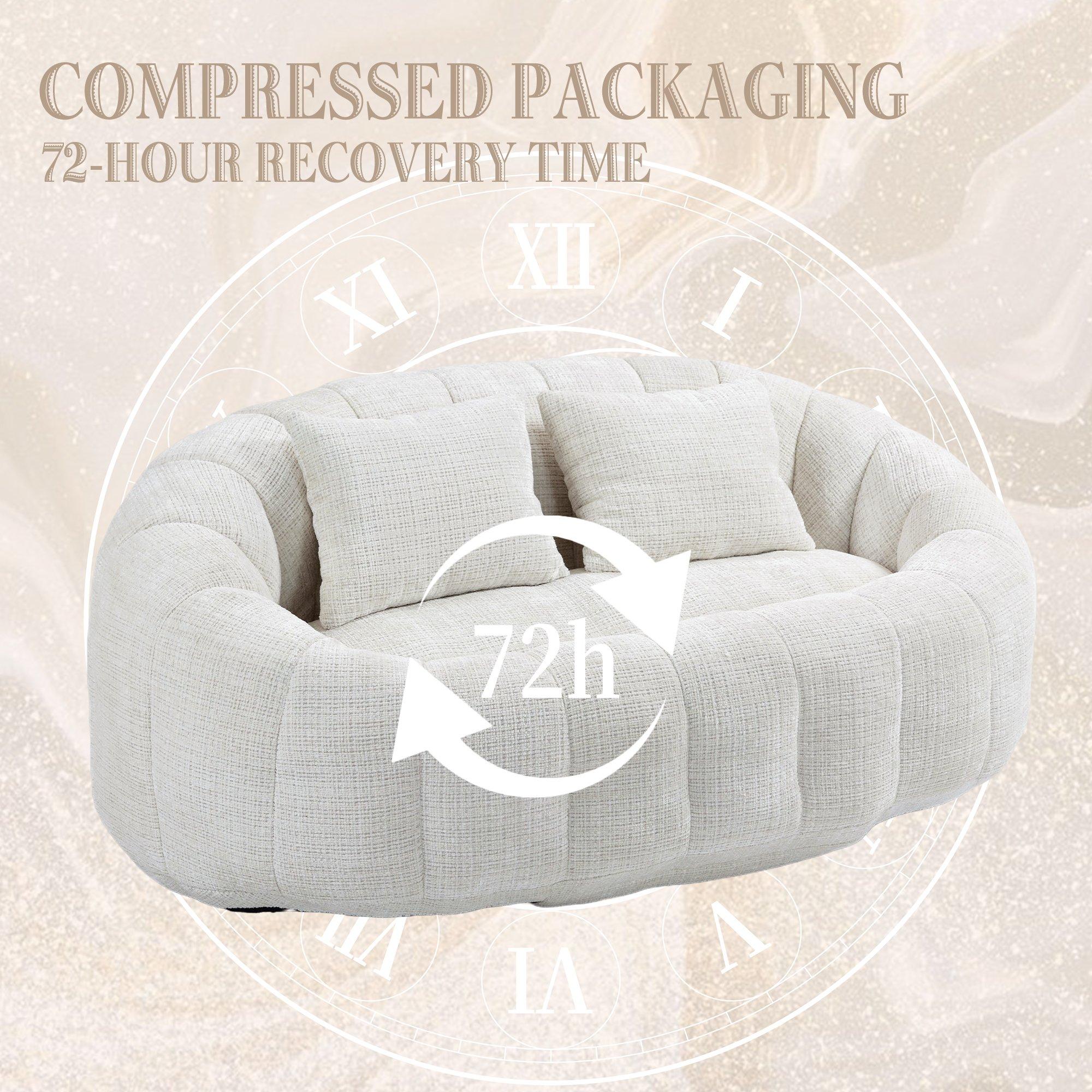 Beige - Urban Meuble - Chenille Memory Foam Bean Bag Loveseat Sofa - 7