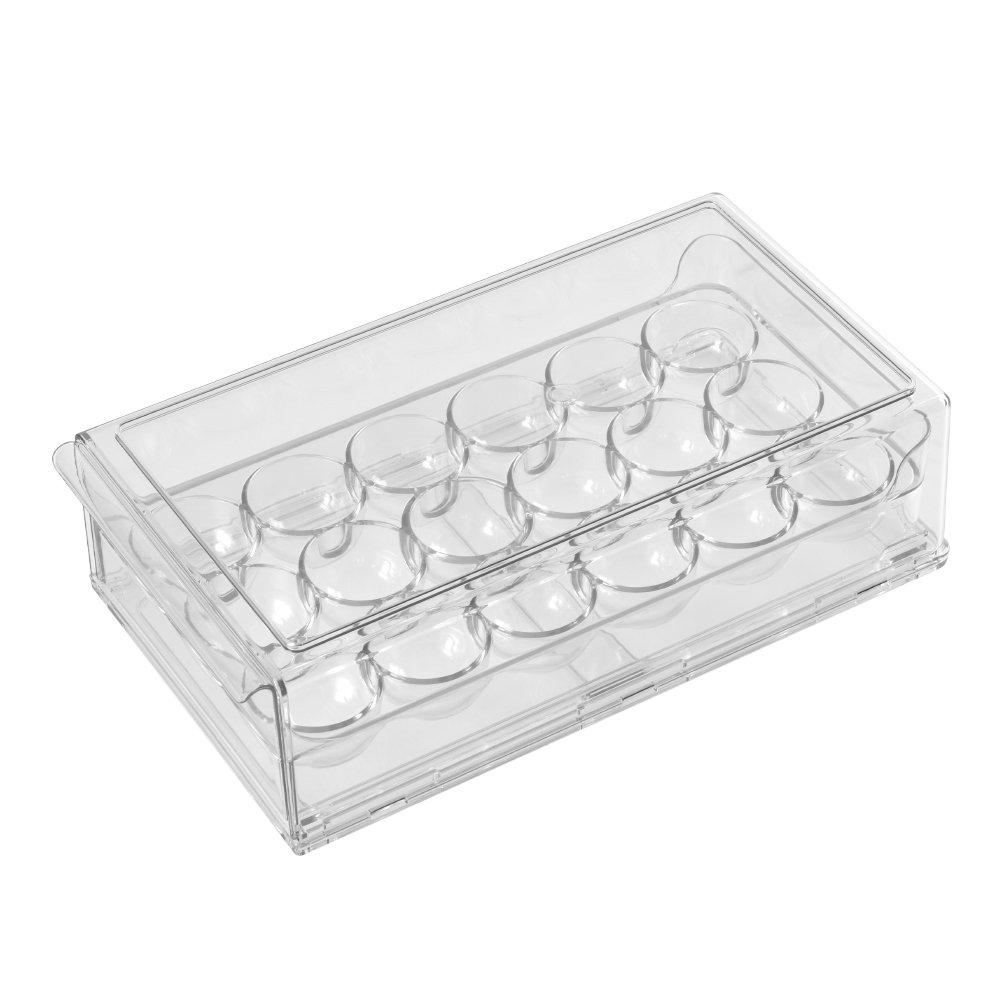 Clear - LIFE IDEAS - 18-Compartment Drawer-Style Egg Storage Container - 1