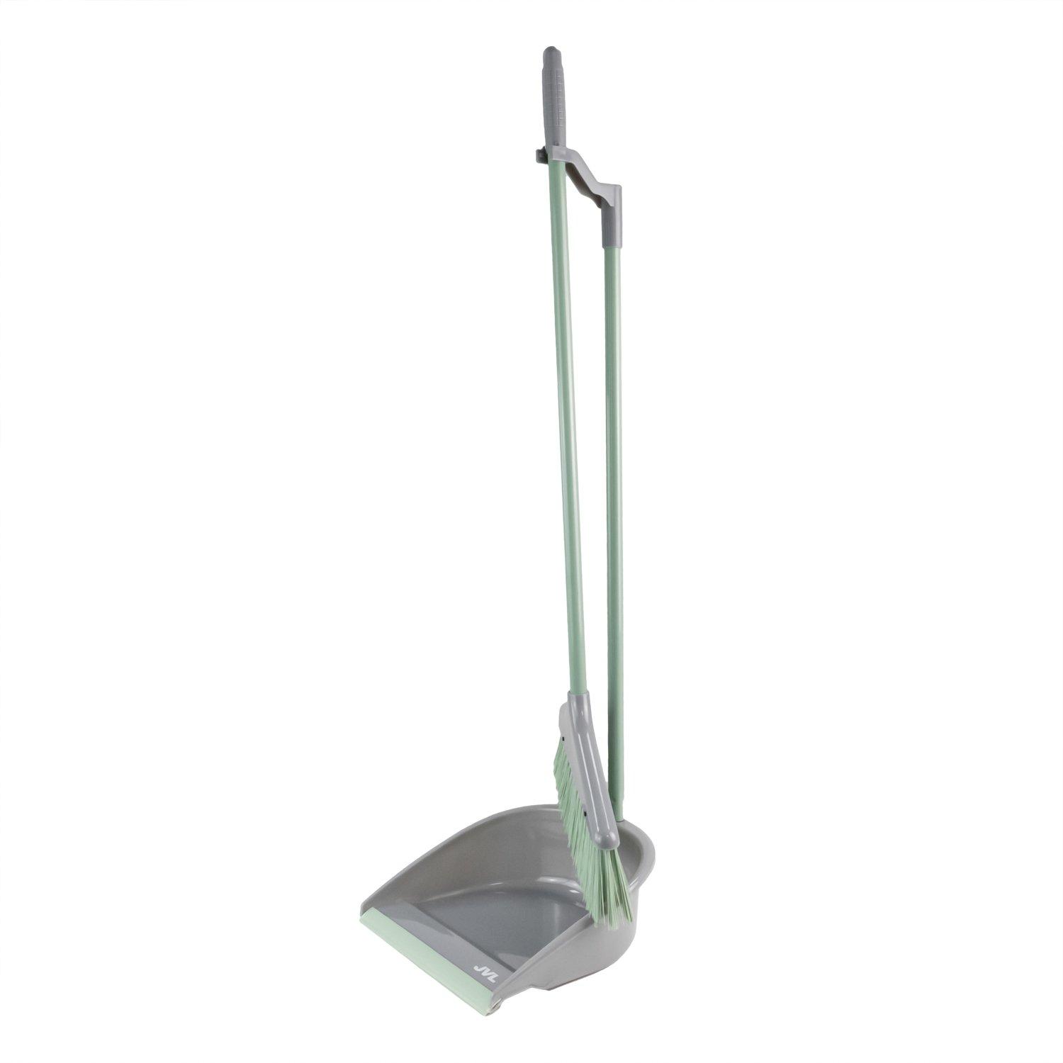 Grey - JVL - JVL Long Handle Dustpan and Brush Set - Grey - 1