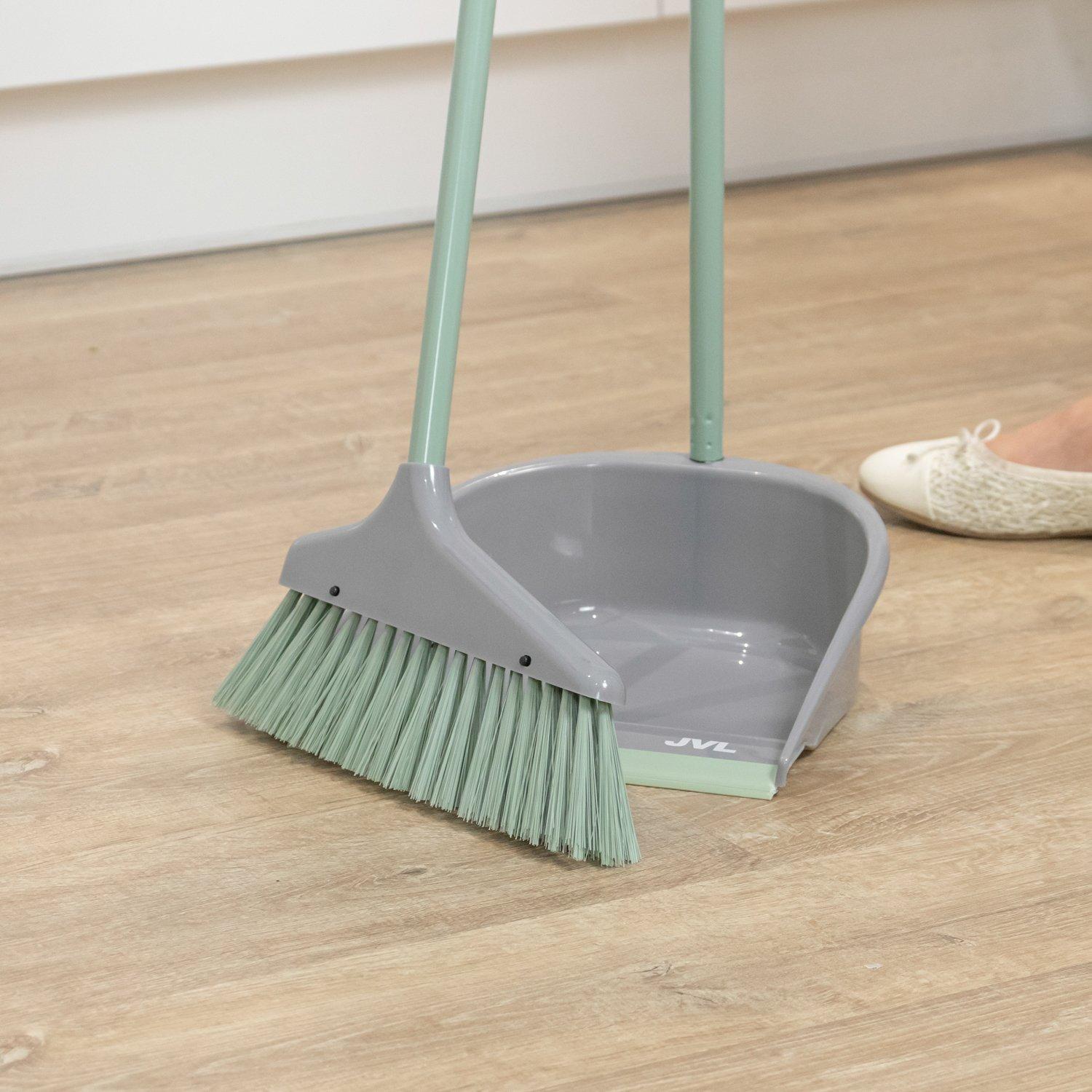Grey - JVL - JVL Long Handle Dustpan and Brush Set - Grey - 11