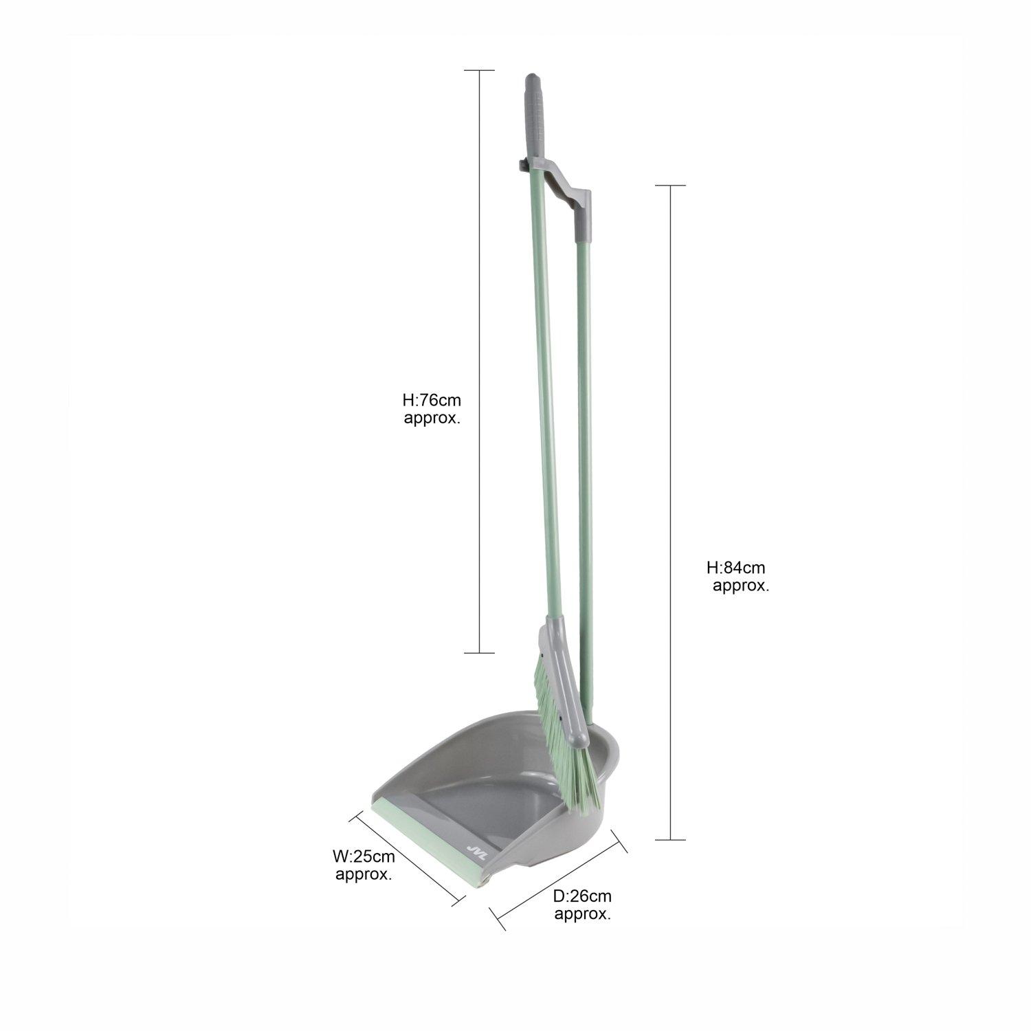 Grey - JVL - JVL Long Handle Dustpan and Brush Set - Grey - 8