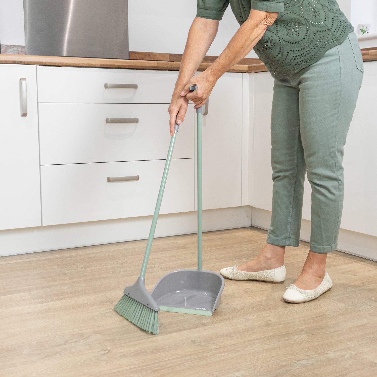 Grey - JVL - JVL Long Handle Dustpan and Brush Set - Grey - 10