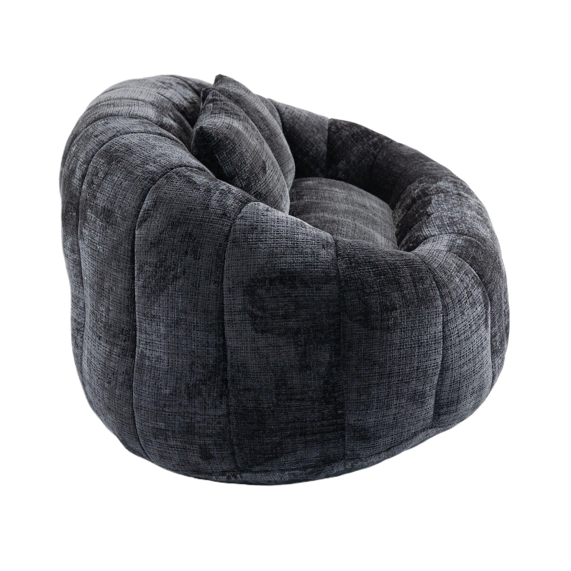 Black - Urban Meuble - Chenille Memory Foam Bean Bag Loveseat Sofa - 13
