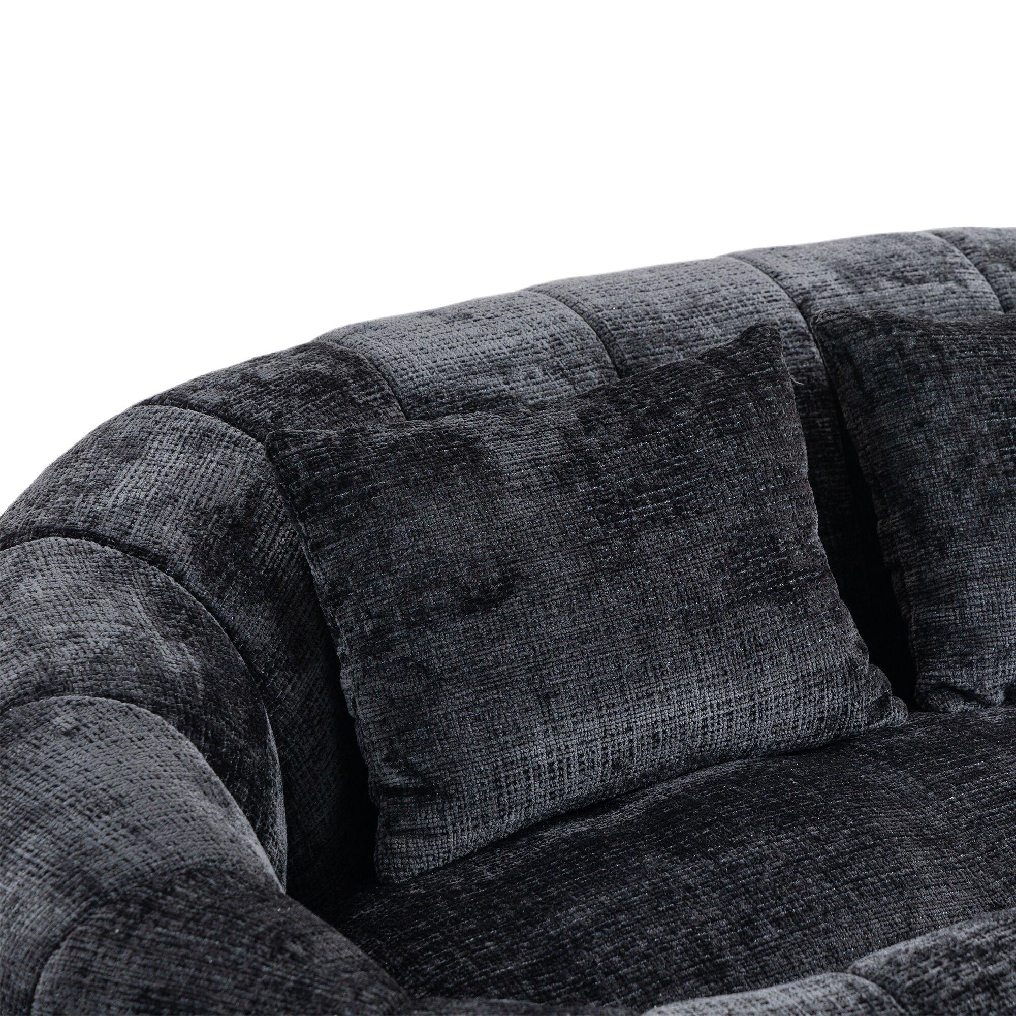 Black - Urban Meuble - Chenille Memory Foam Bean Bag Loveseat Sofa - 15