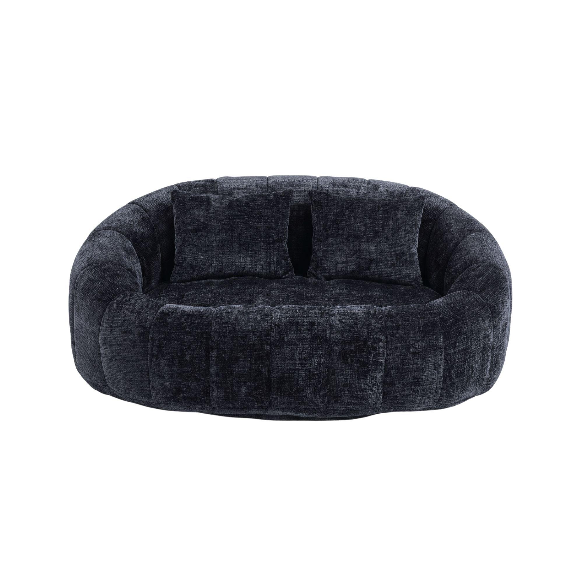 Black - Urban Meuble - Chenille Memory Foam Bean Bag Loveseat Sofa - 5