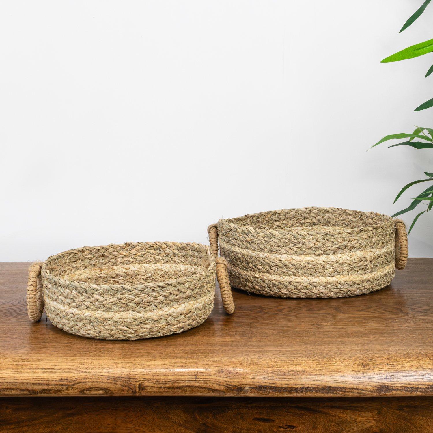 Brown - JVL - Palma Set of 2 Natural Storage Baskets - 8
