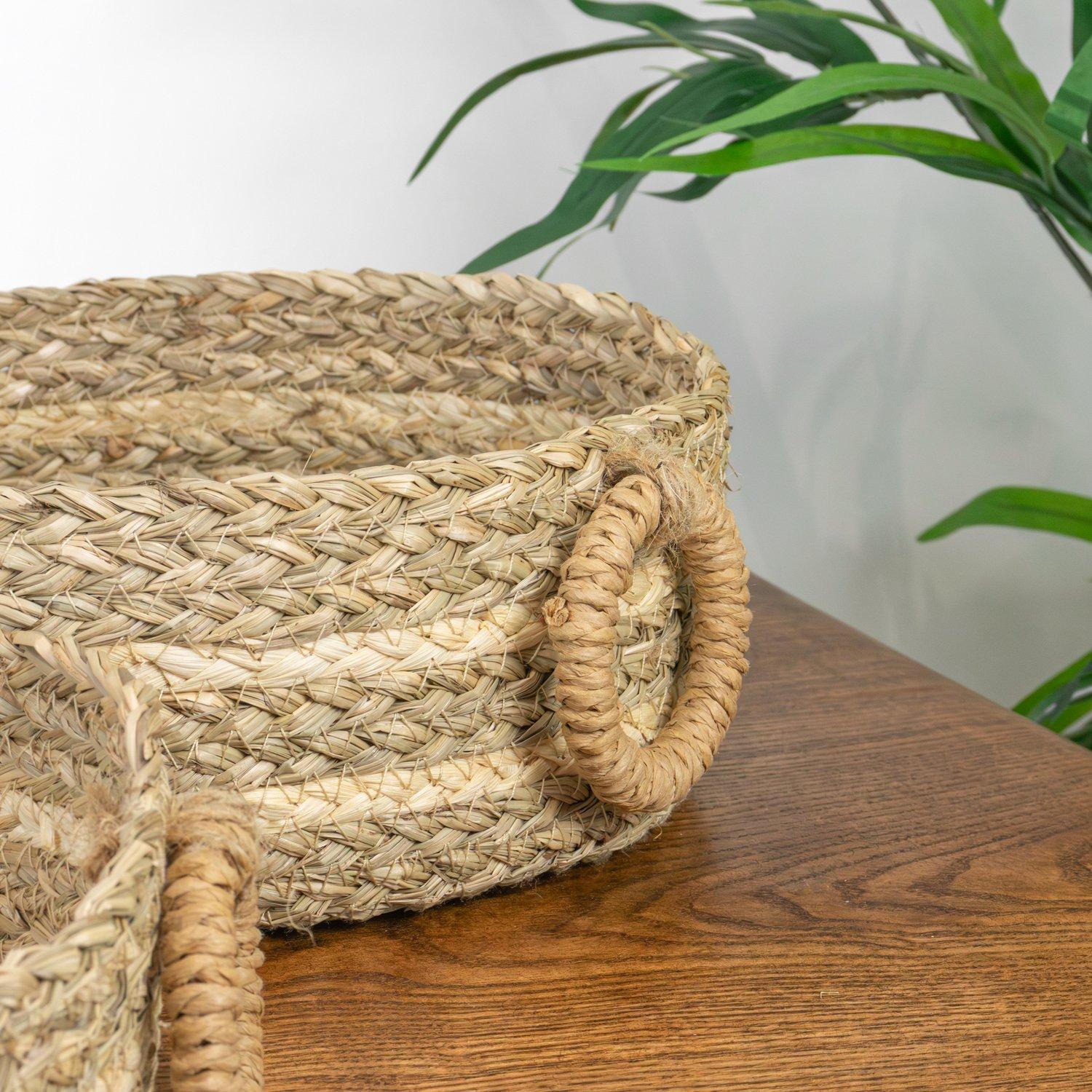 Brown - JVL - Palma Set of 2 Natural Storage Baskets - 9