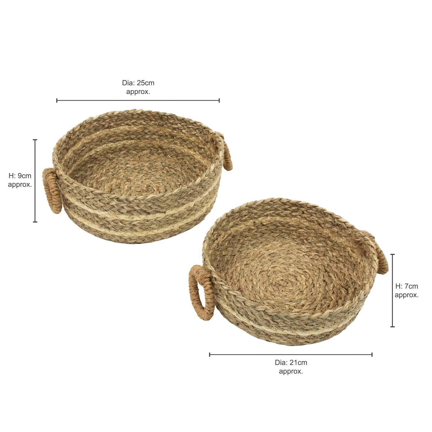 Brown - JVL - Palma Set of 2 Natural Storage Baskets - 10