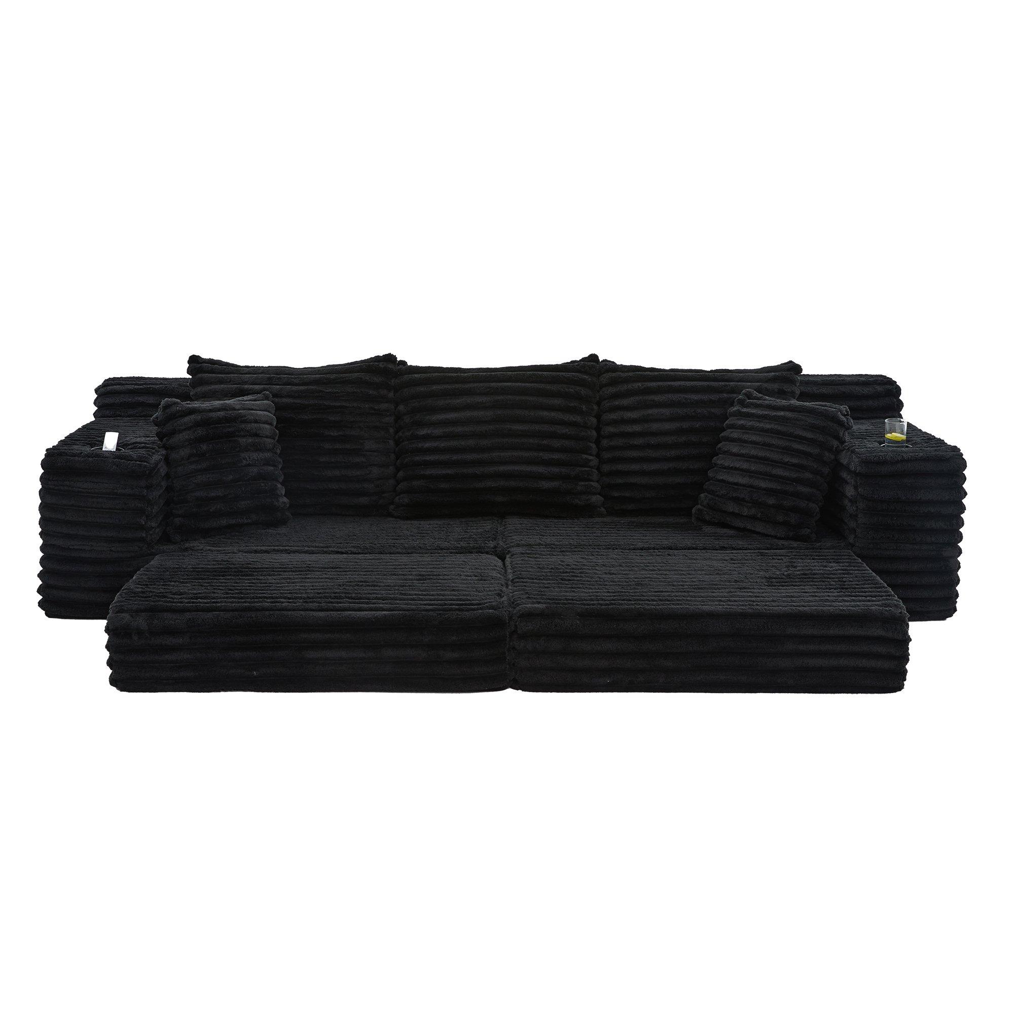 Black - Urban Meuble - Corduroy Convertible Sleeper Sofa - 12
