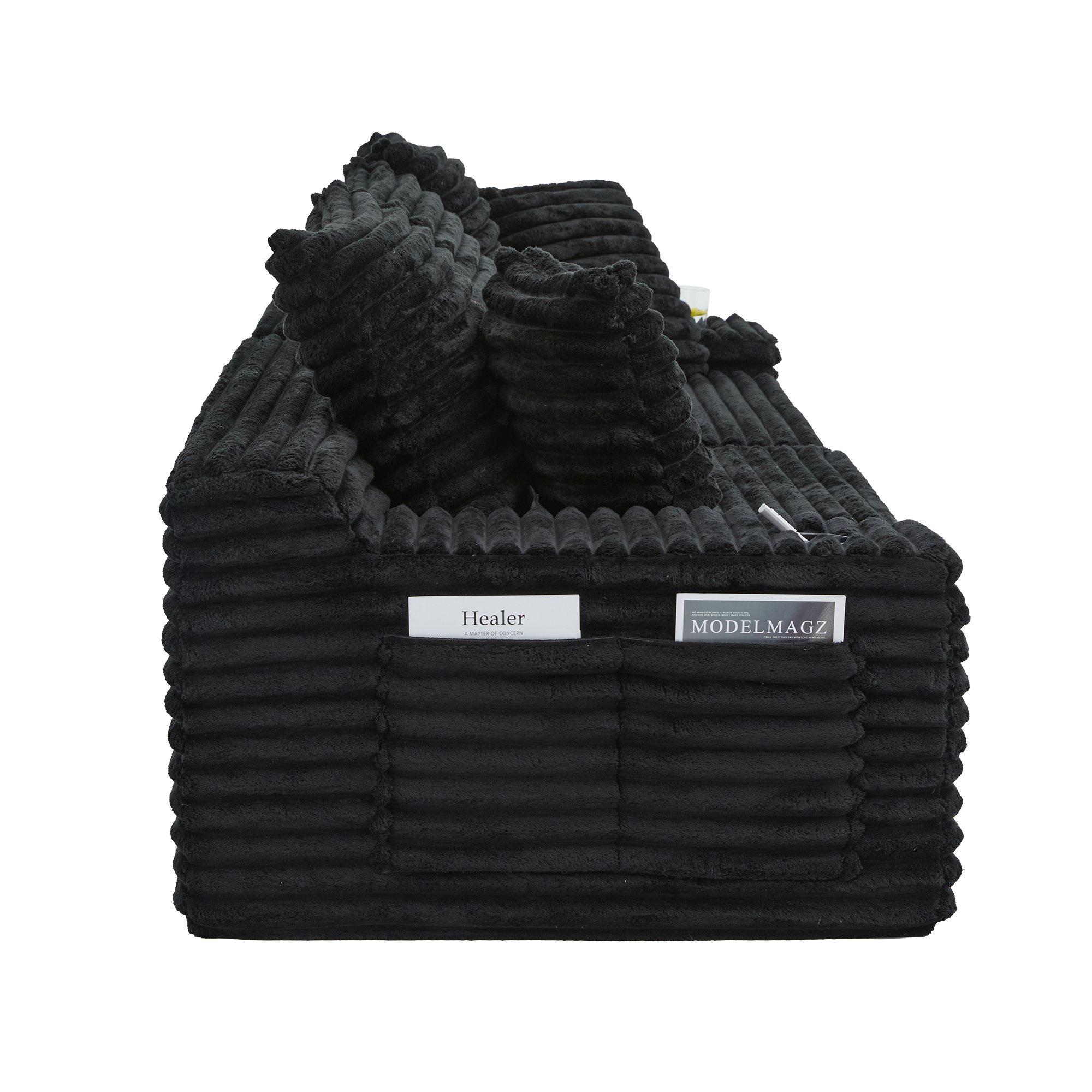 Black - Urban Meuble - Corduroy Convertible Sleeper Sofa - 14