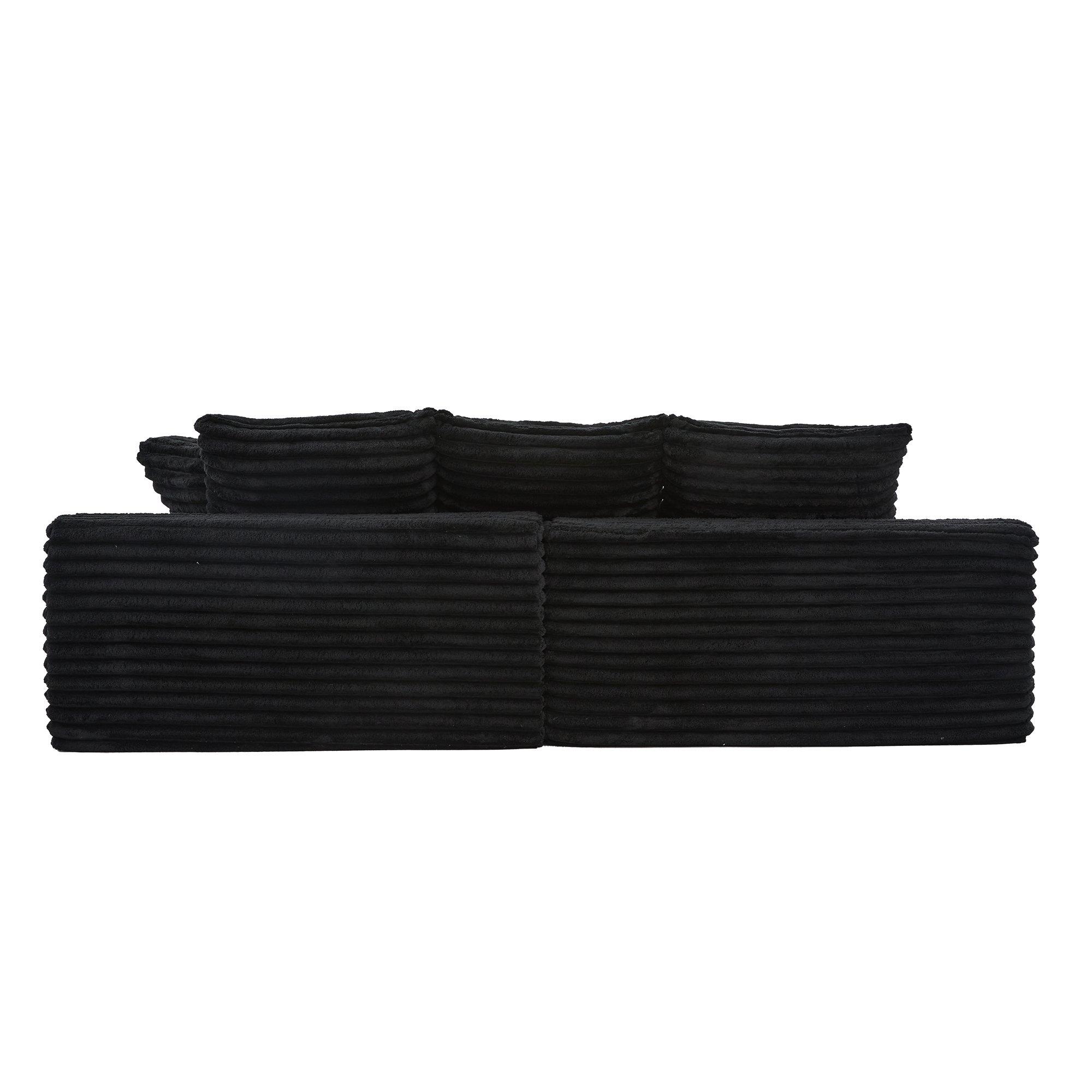 Black - Urban Meuble - Corduroy Convertible Sleeper Sofa - 15