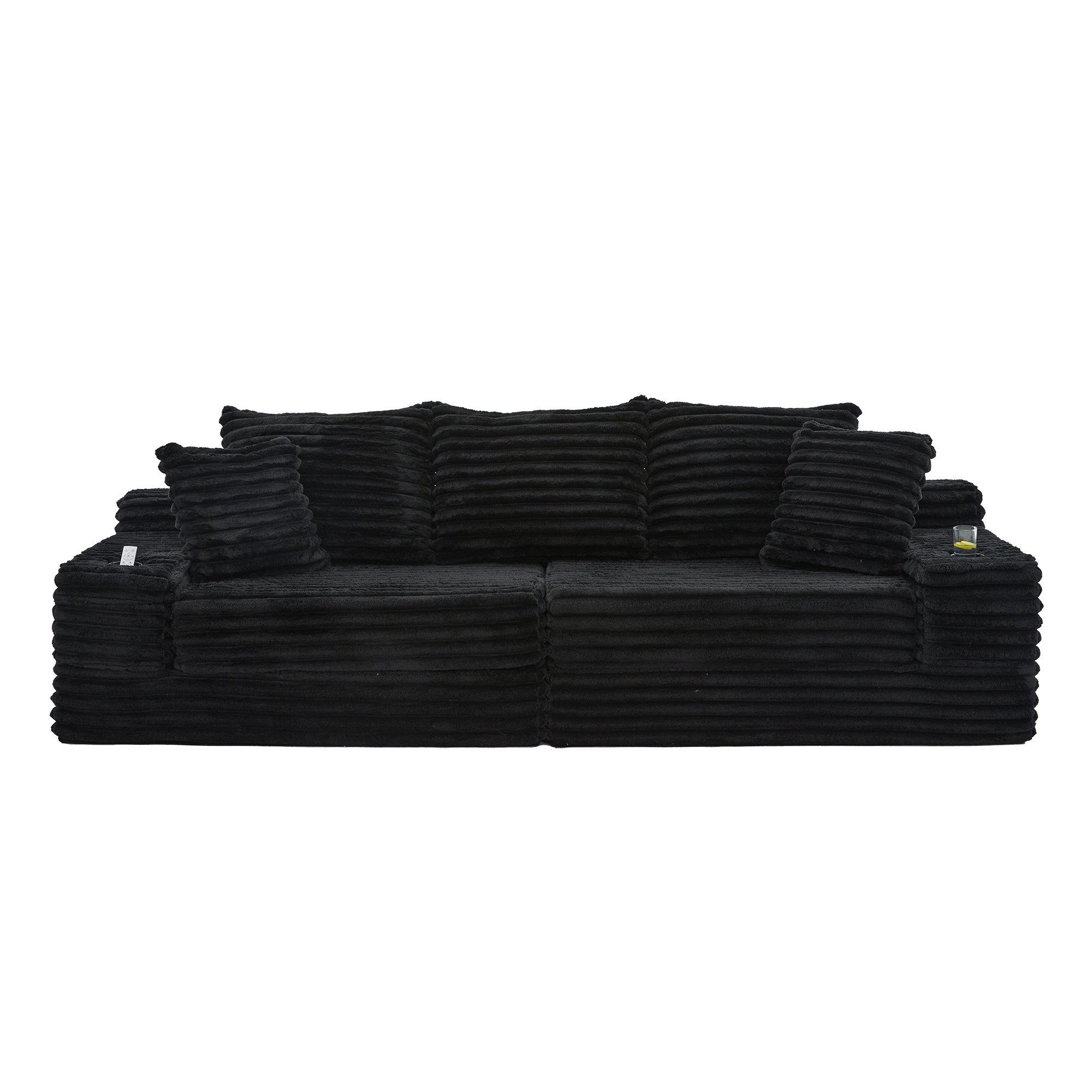 Black - Urban Meuble - Corduroy Convertible Sleeper Sofa - 5