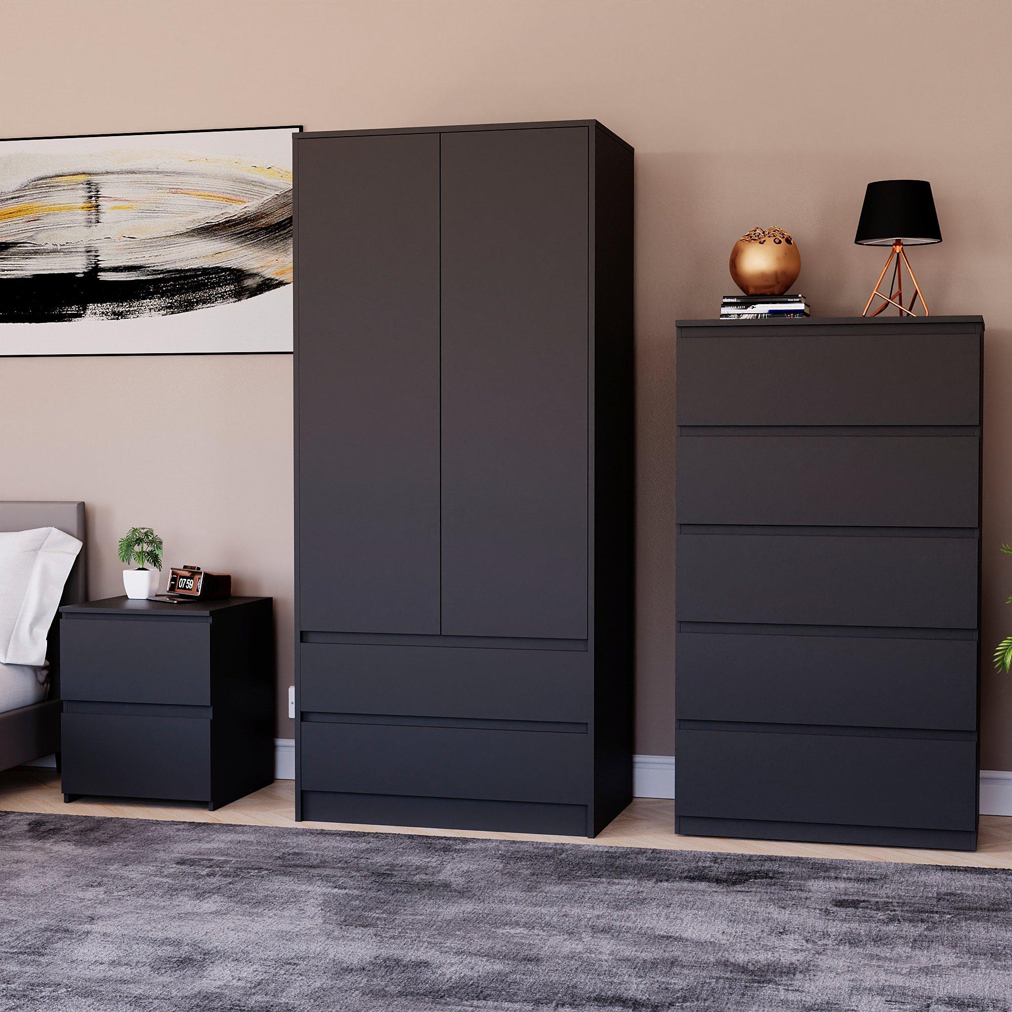 Black - Lassic - Vida Designs 3 Piece Denver Bedroom Set 3 - 1