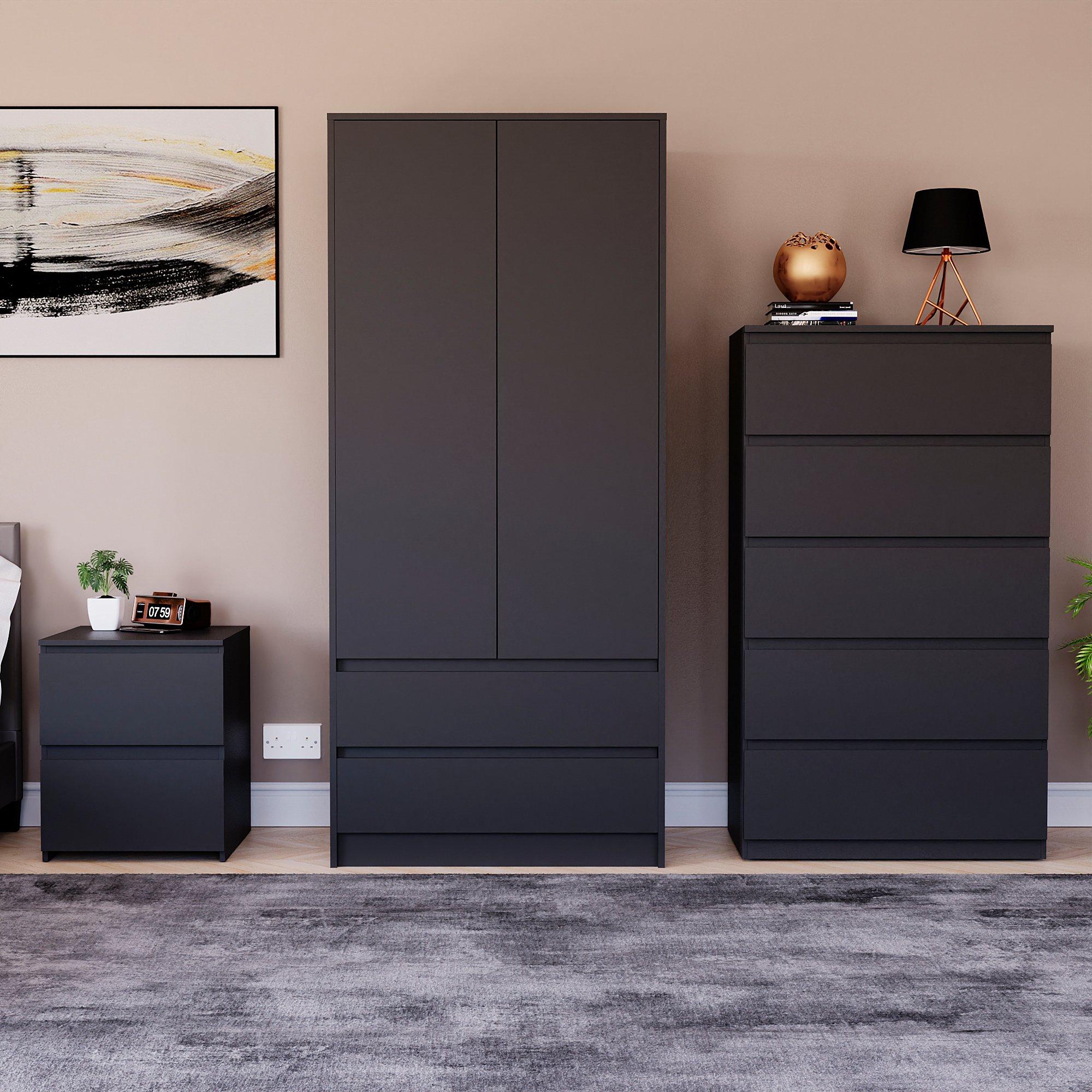 Black - Lassic - Vida Designs 3 Piece Denver Bedroom Set 3 - 2