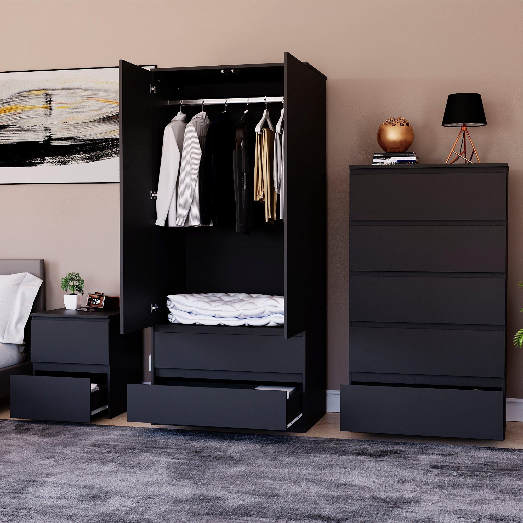 Black - Lassic - Vida Designs 3 Piece Denver Bedroom Set 3 - 3