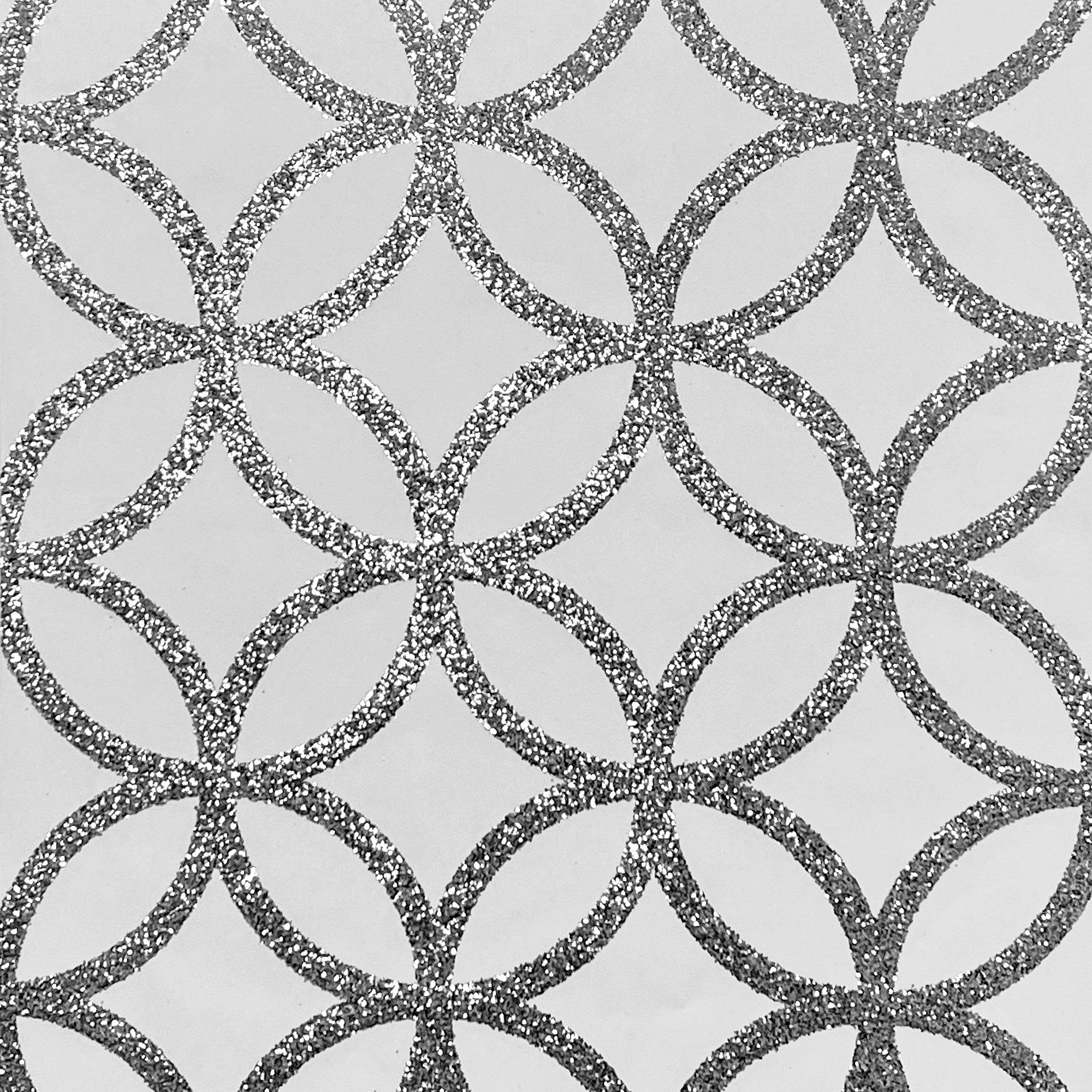 Arthouse  Sequin Geo White/Silver Wallpaper - White & Silver
