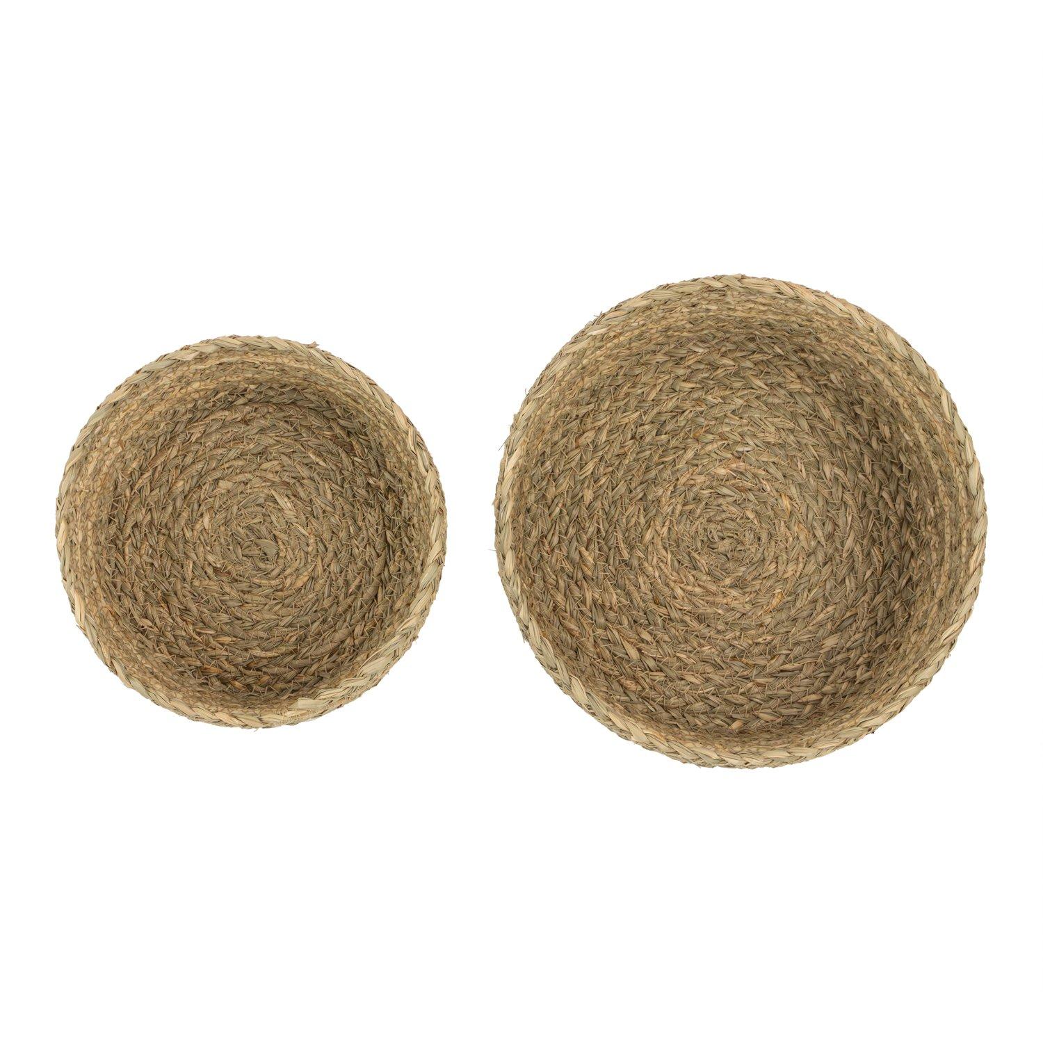 Brown - JVL - Palma Set of 2 Natural Round Storage Baskets - 6