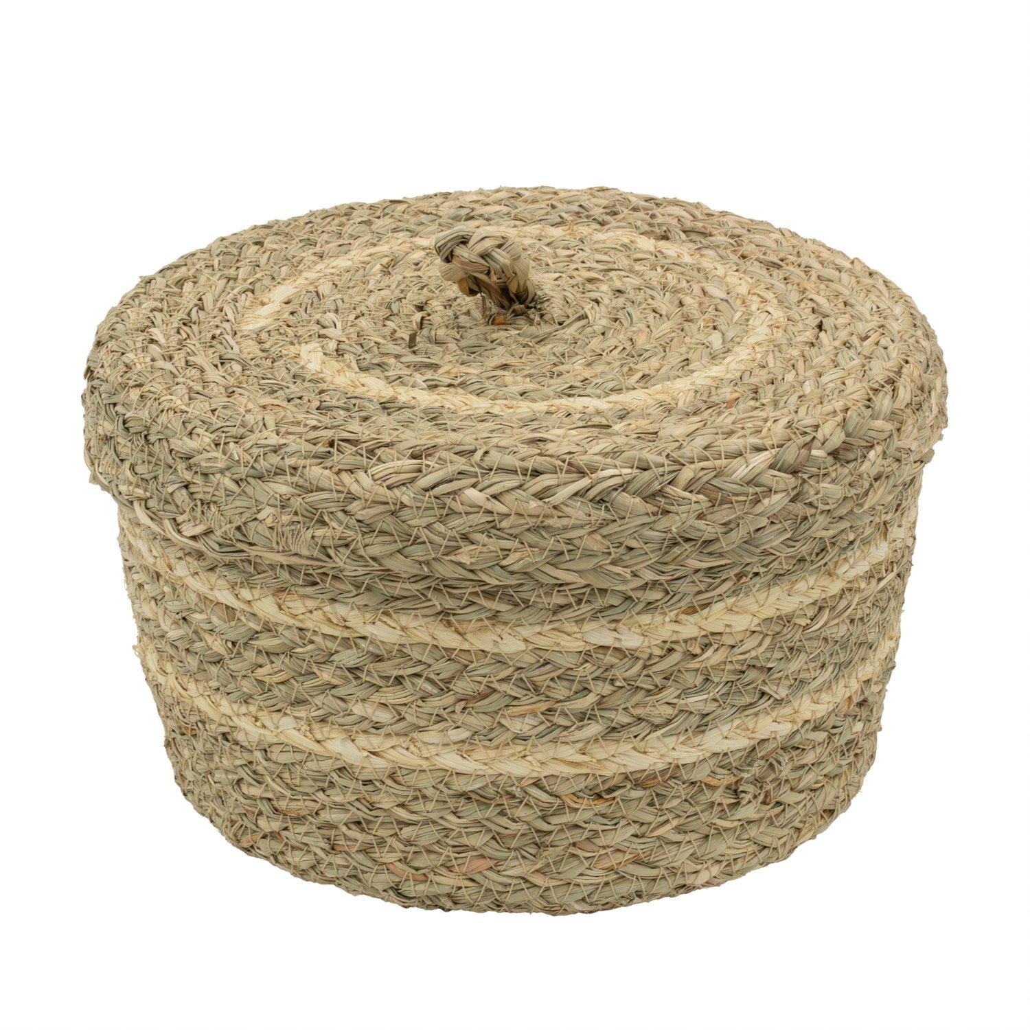 Brown - JVL - Palma Set of 2 Natural Round Storage Baskets - 8