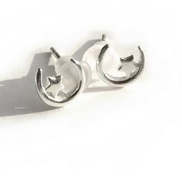 Aye Do Sterling Silver Moon & Star Earrings 7399-NP-STD