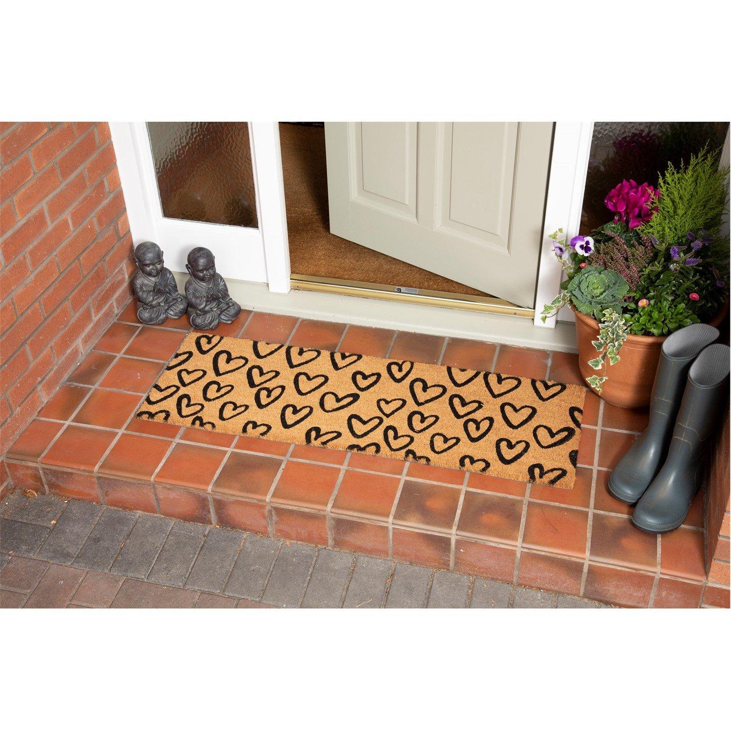 Arthouse  Astley Printed Hand Drawn Hearts Pvc Backed Coir - Black - 40x120cm