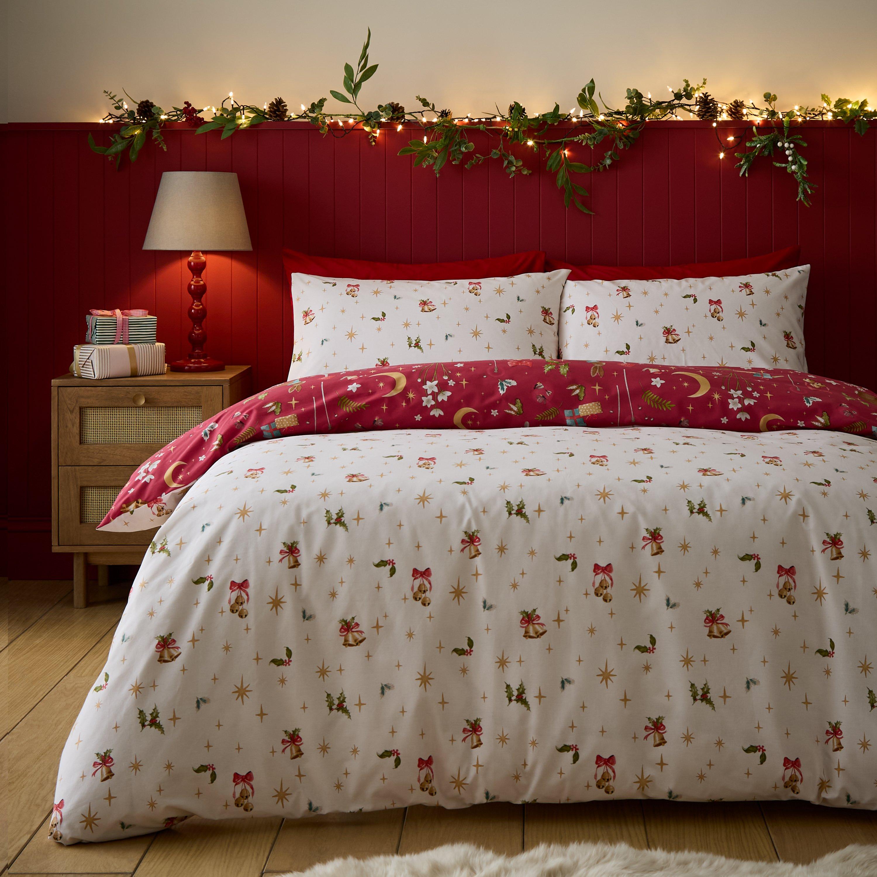 Red - Catherine Lansfield - Christmas Enchanted Twilight Duvet Cover Set - 2