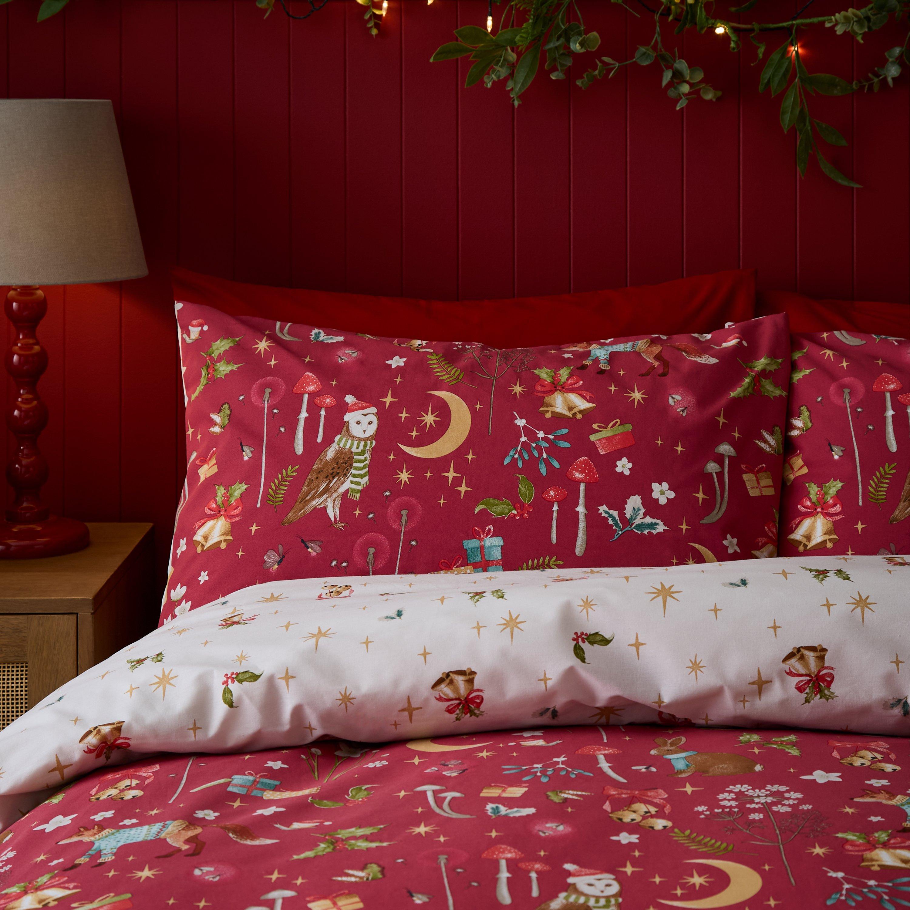 Red - Catherine Lansfield - Christmas Enchanted Twilight Duvet Cover Set - 3