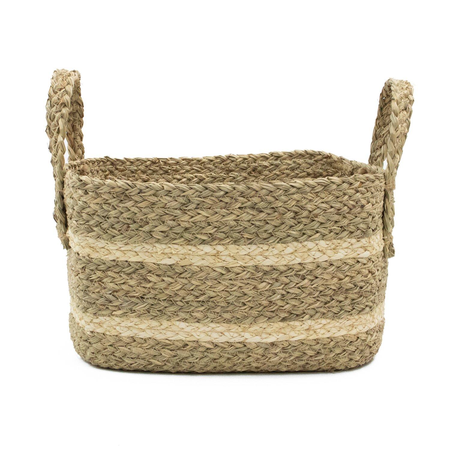 Brown - JVL - Palma Large Natural Rectangular Storage Basket - 1