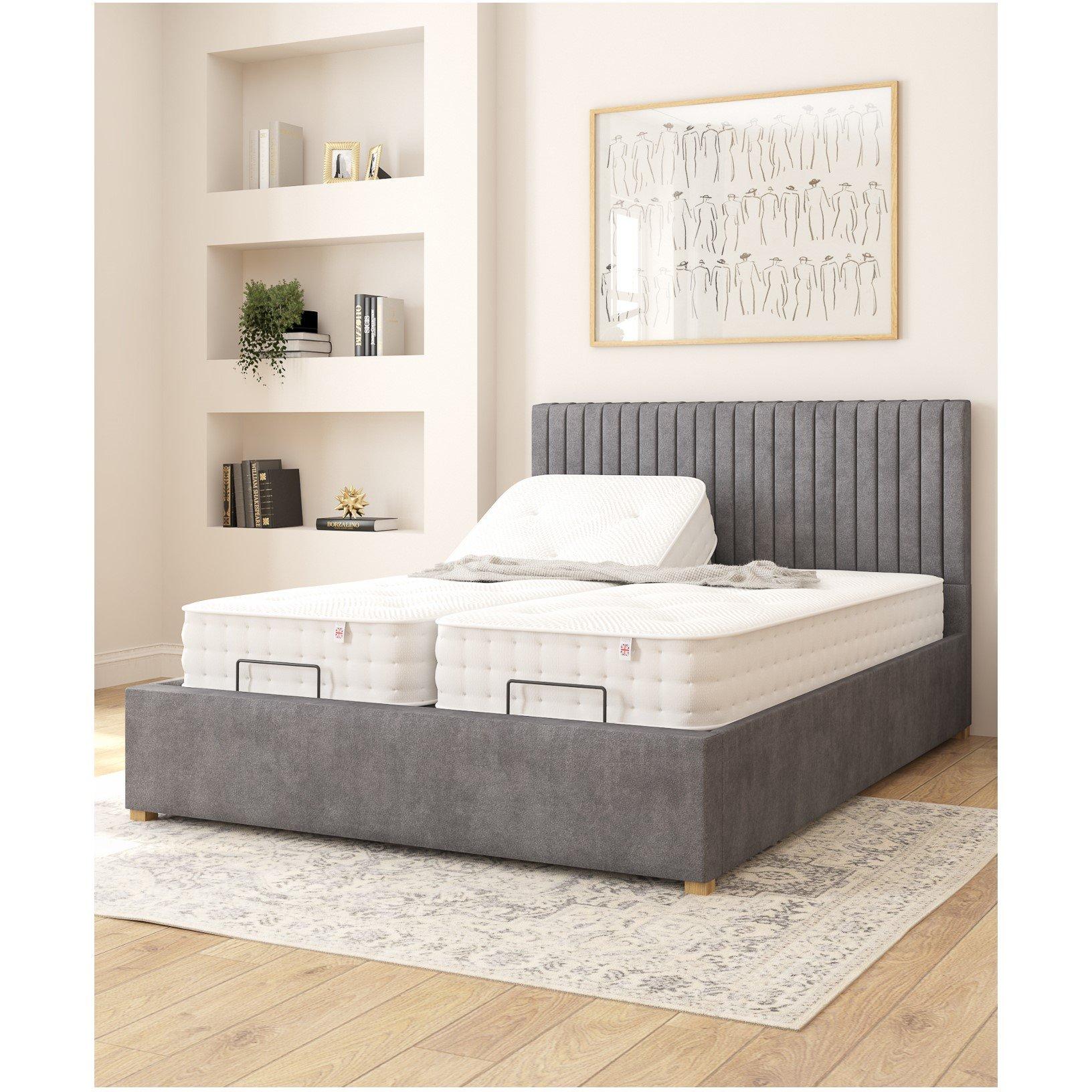 Steel - Aspire - Grant Adjustable Bed & Mattress Plush Velvet Fabr - 2