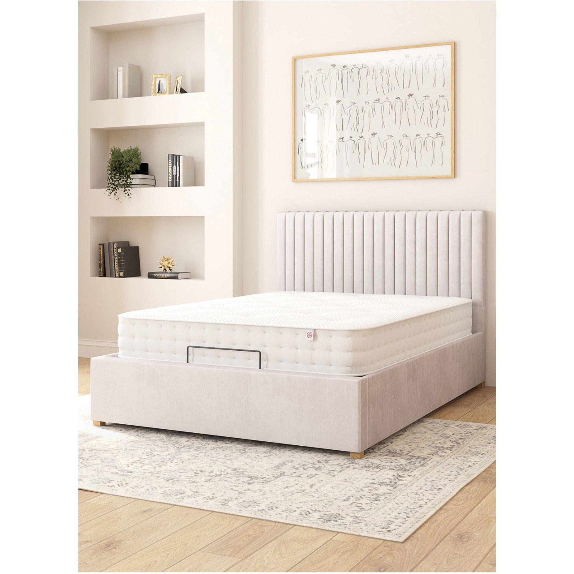 Aspire  Grant Adjustable Bed & Mattress Plush Velvet Fabr - Light Silver - King