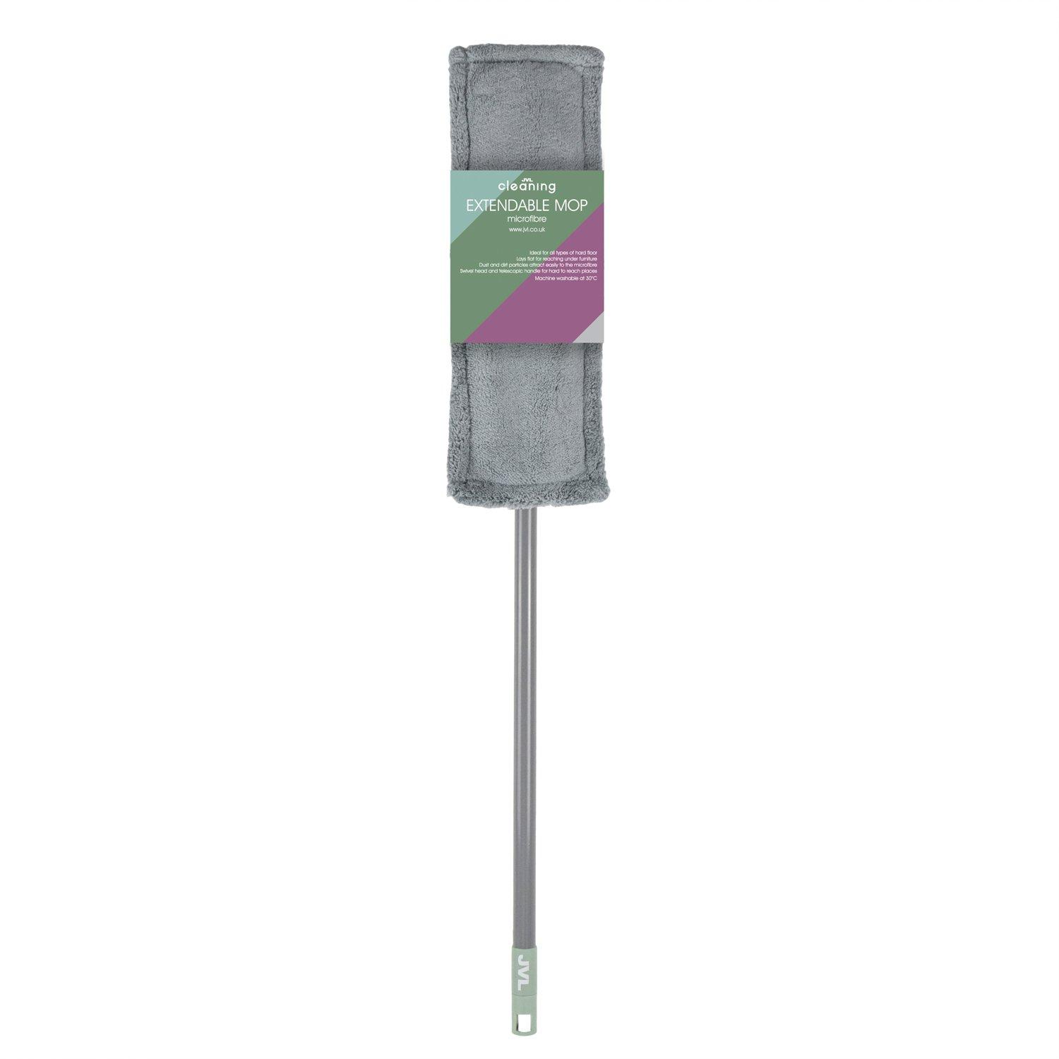 Grey - JVL - JVL Extended Microfibre Mop + 2 Replacement Heads - 6