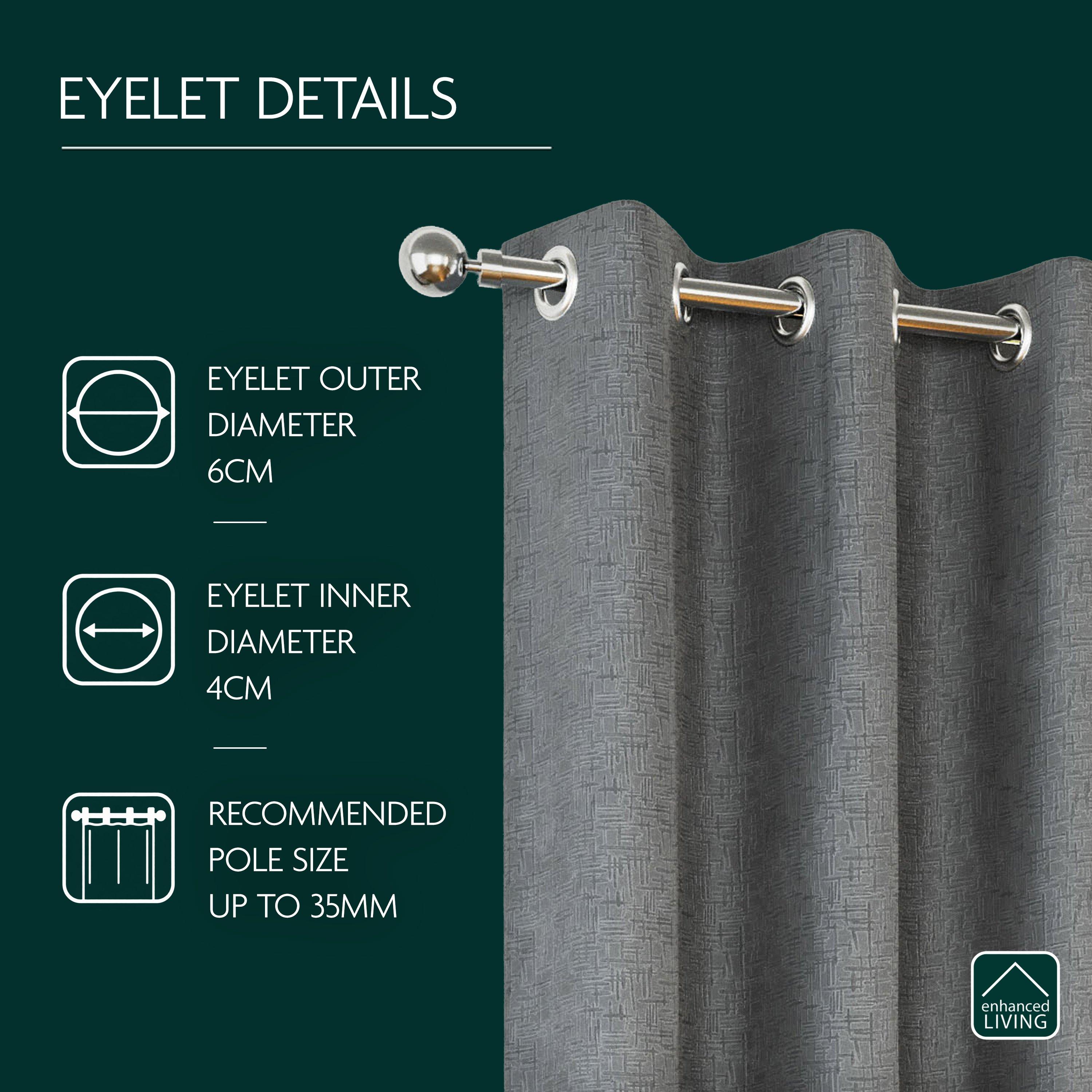 Grey - Enhanced Living - Textured Thermal Room Darkening Curtains Eyelet - 3