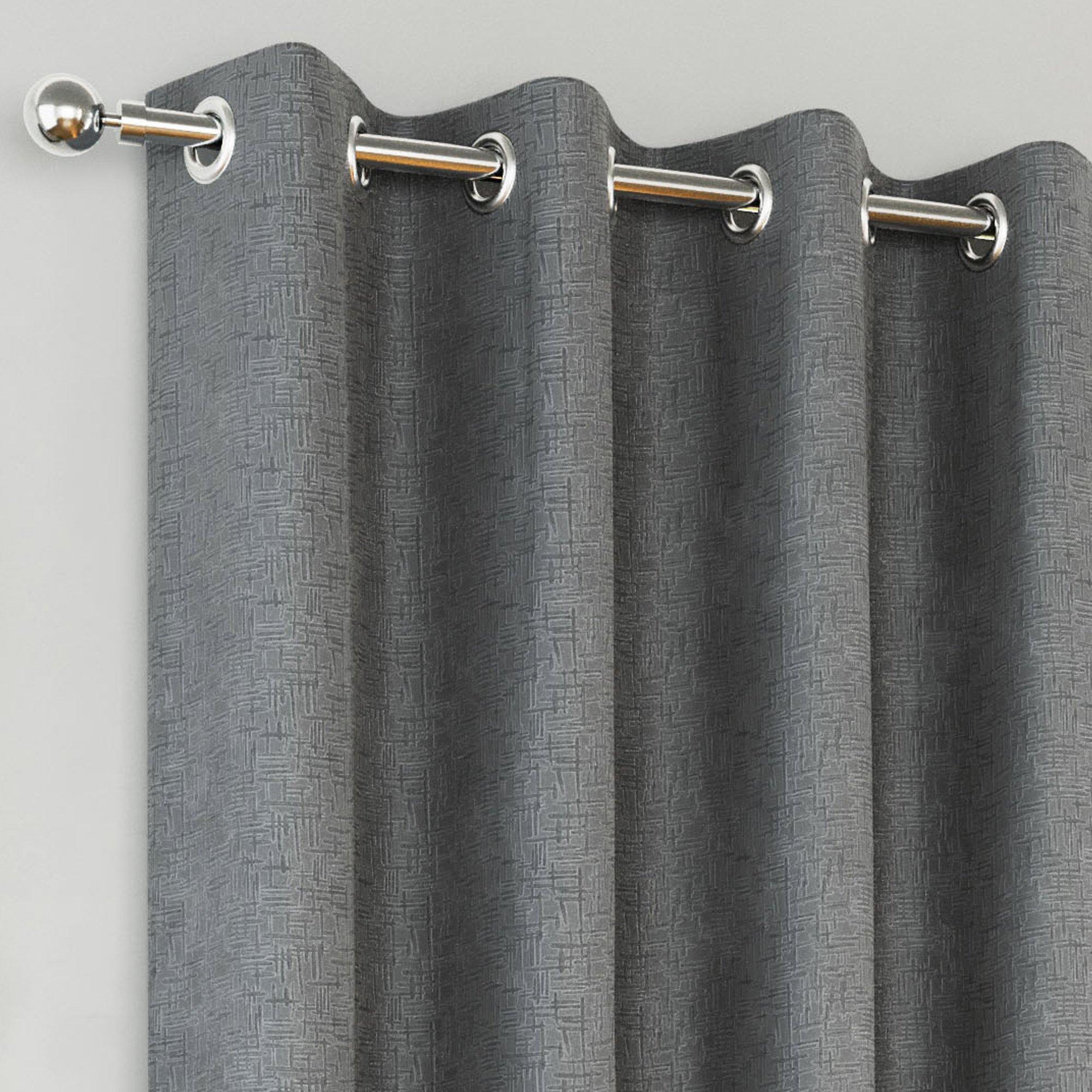 Grey - Enhanced Living - Textured Thermal Room Darkening Curtains Eyelet - 4