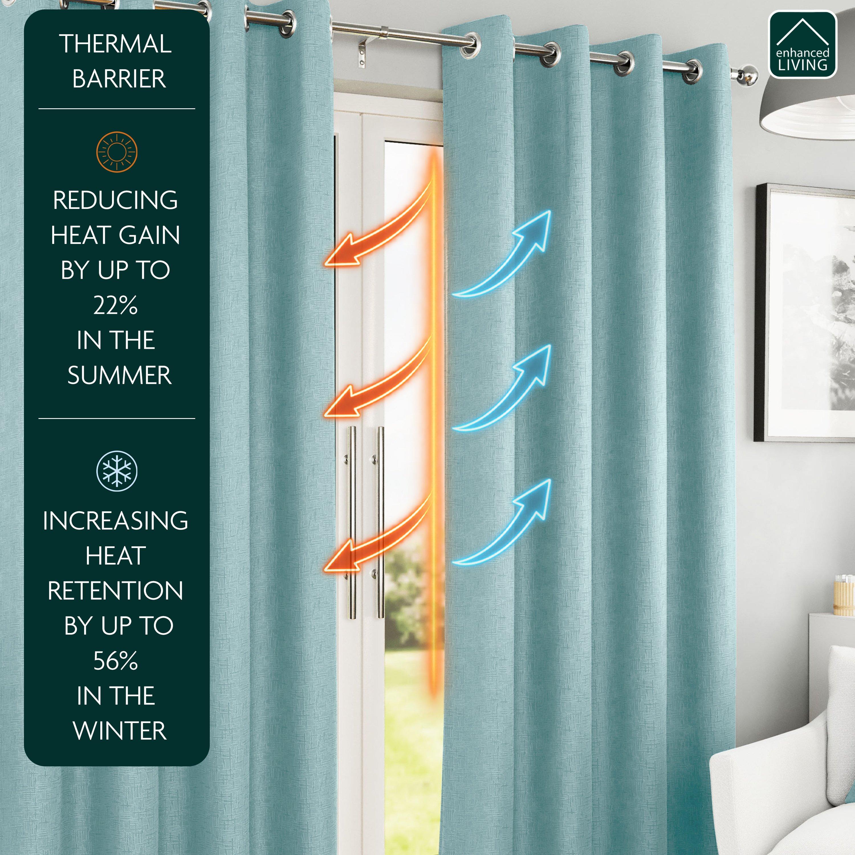 Sky Blue - Enhanced Living - Textured Thermal Room Darkening Curtains Eyelet - 2