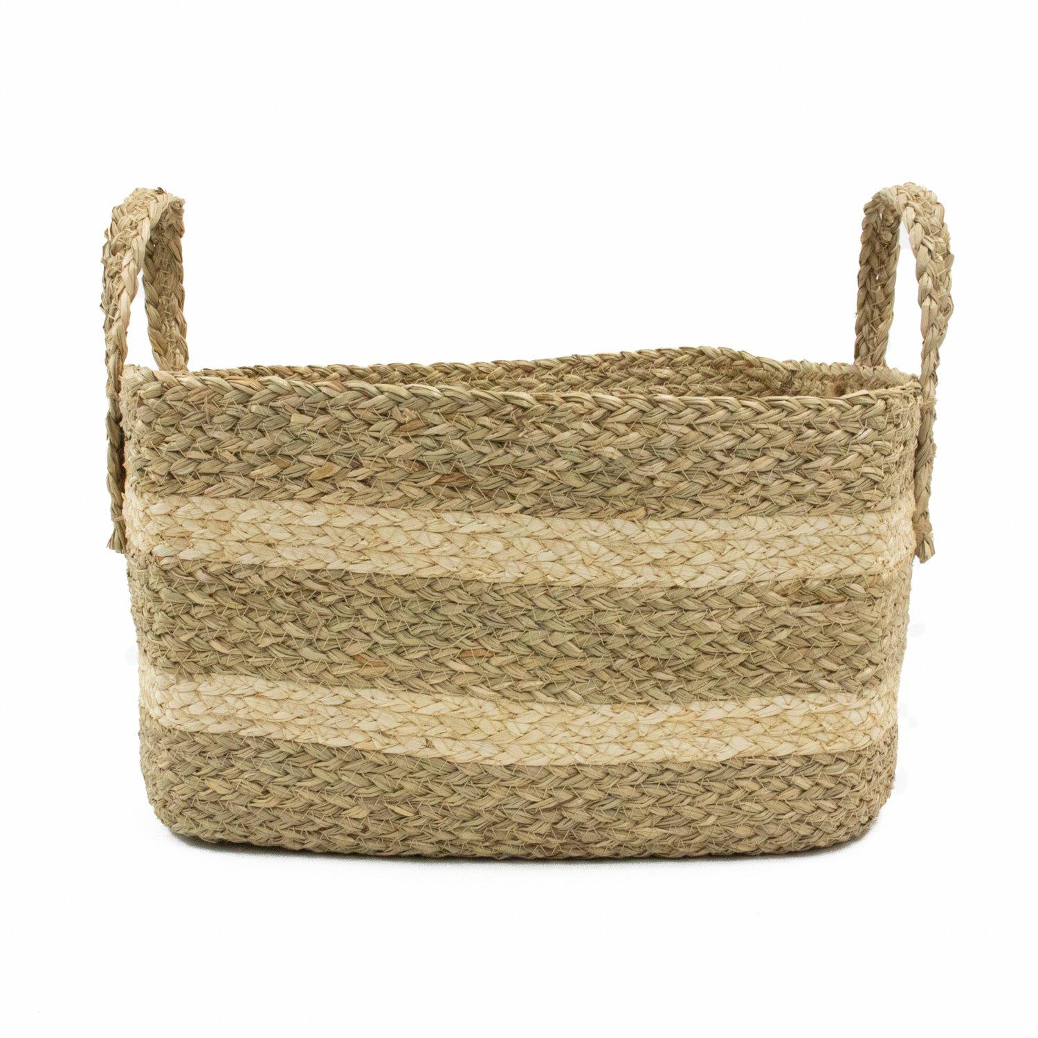 Brown - JVL - Palma Medium Natural Rectangular Storage - 1