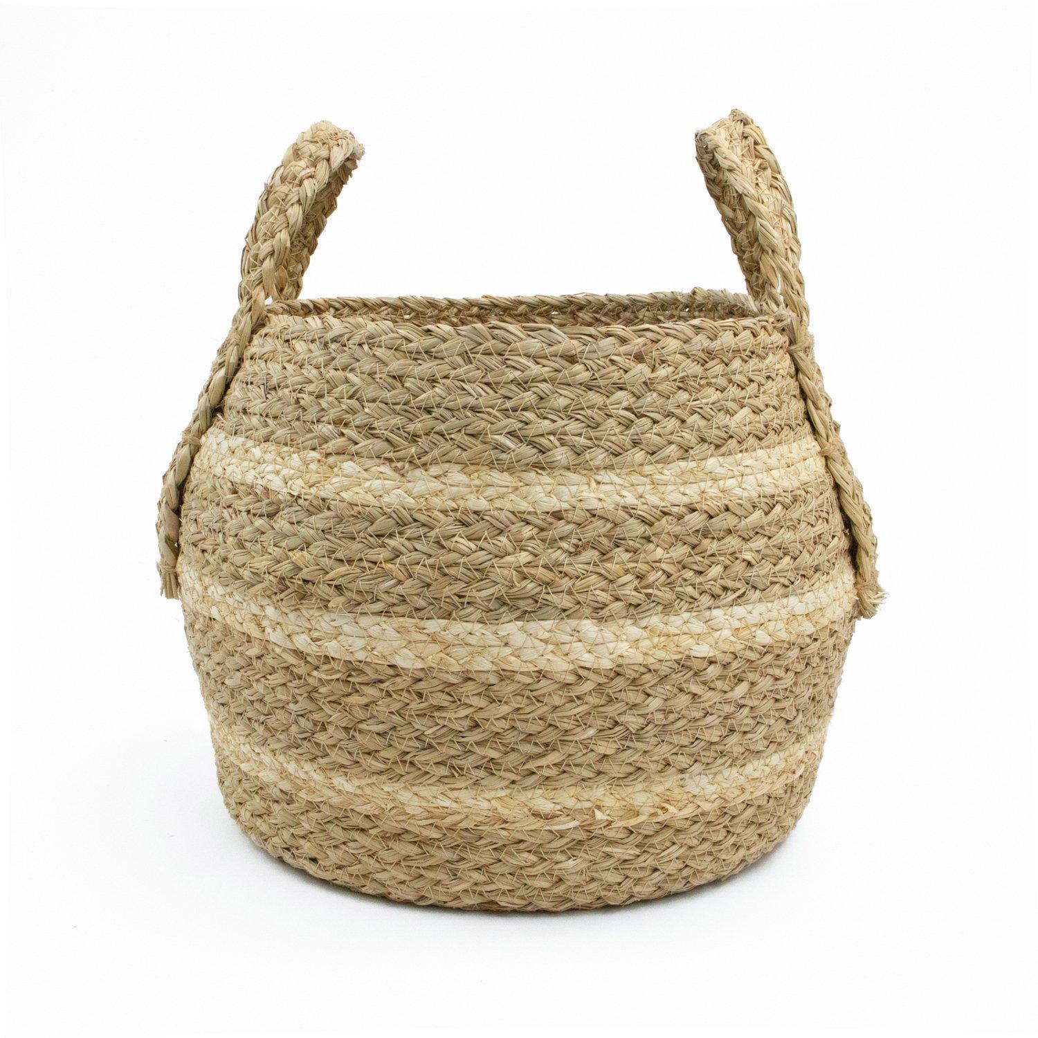 Brown - JVL - Palma Natural Belly Storage Basket with Handle - 2