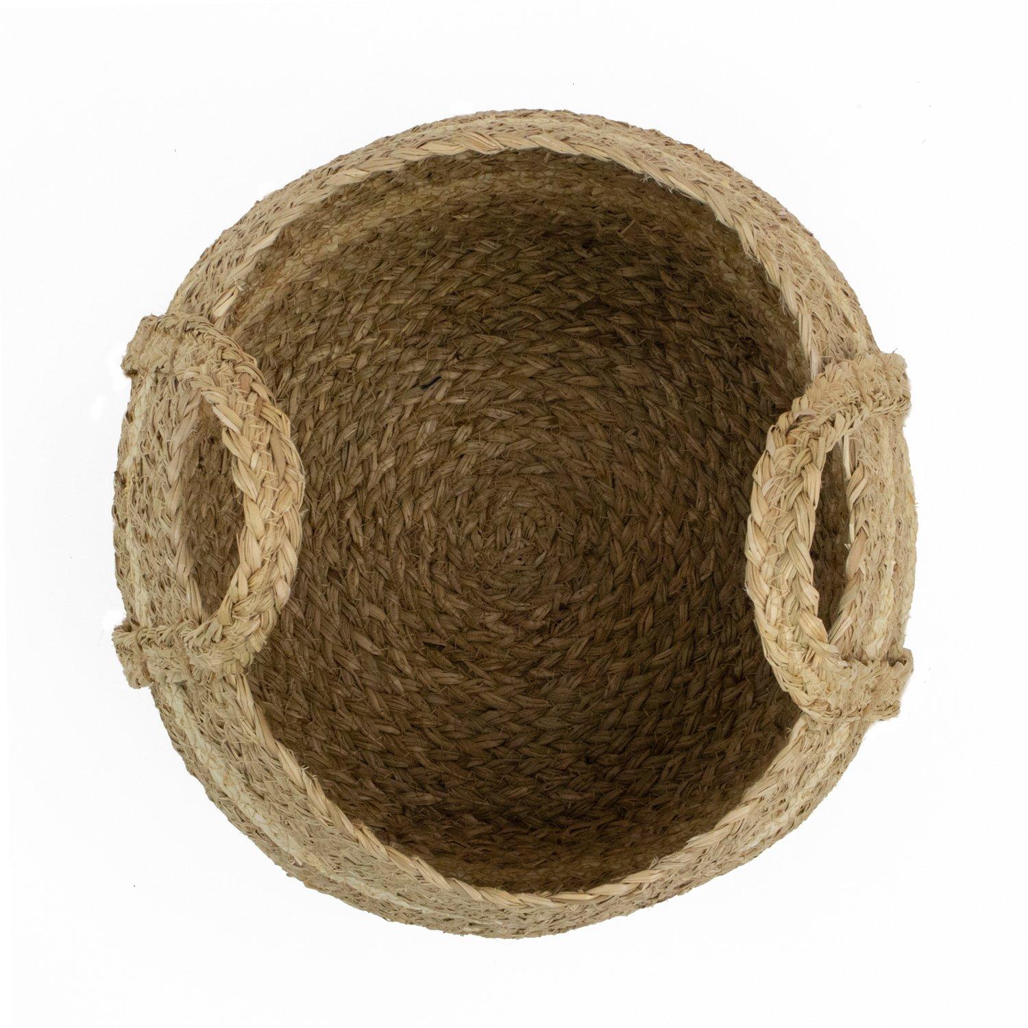 Brown - JVL - Palma Natural Belly Storage Basket with Handle - 4