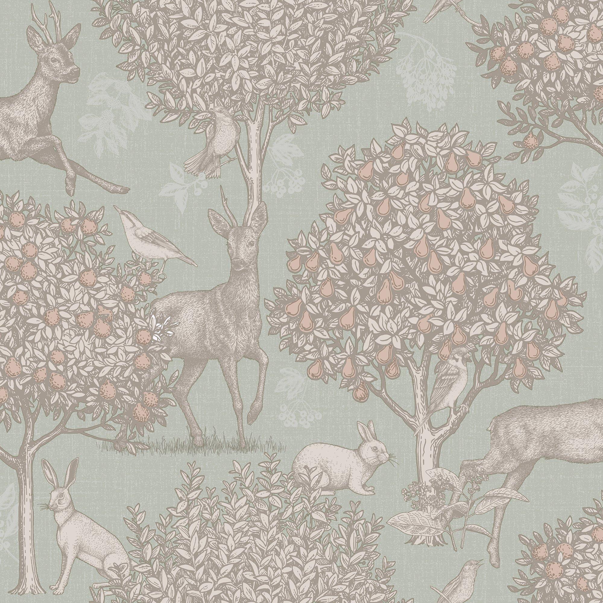 Arthouse  Woodland Scene Sage Wallpaper Green