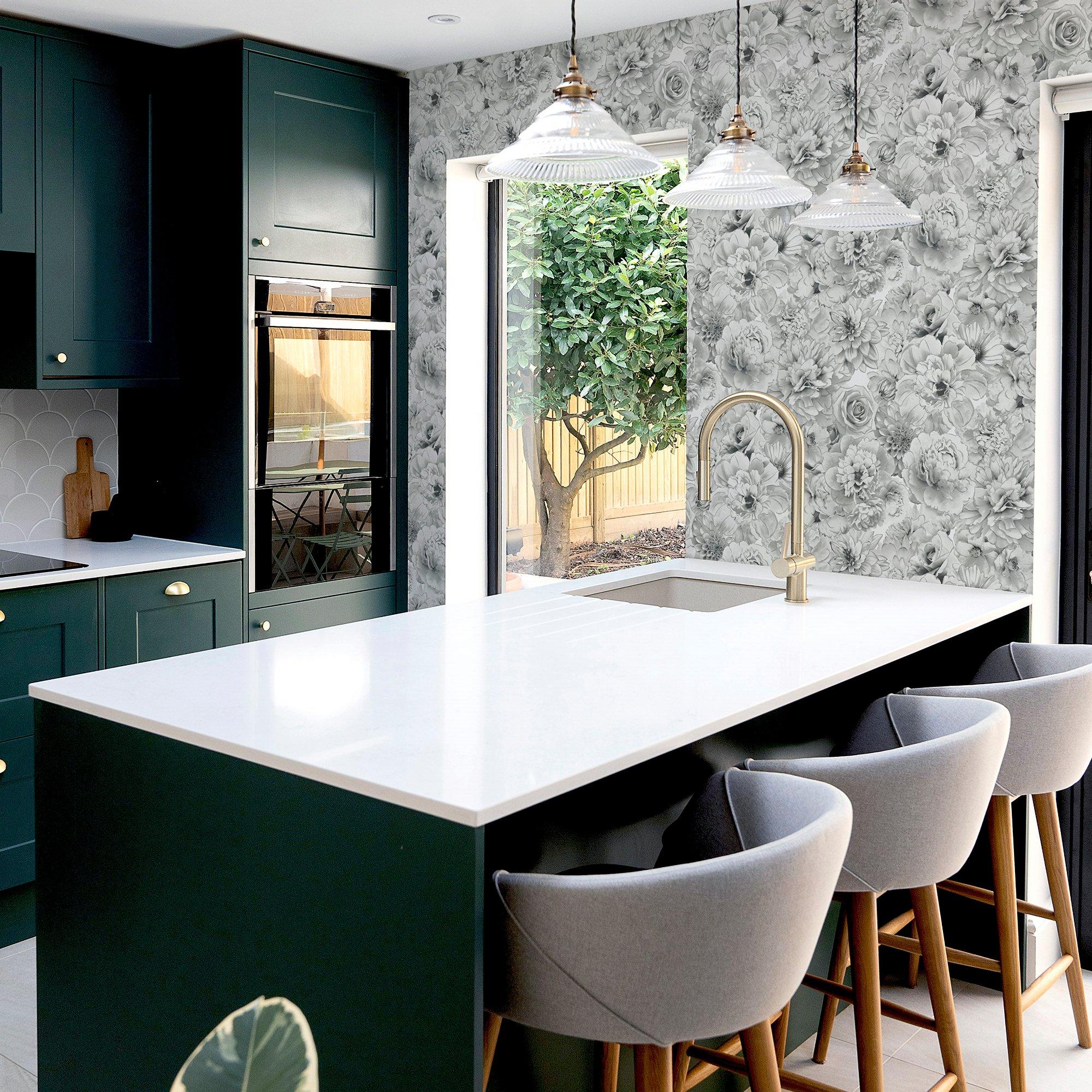 Grey - Arthouse - Glitter Bloom Silver sw12 - 12