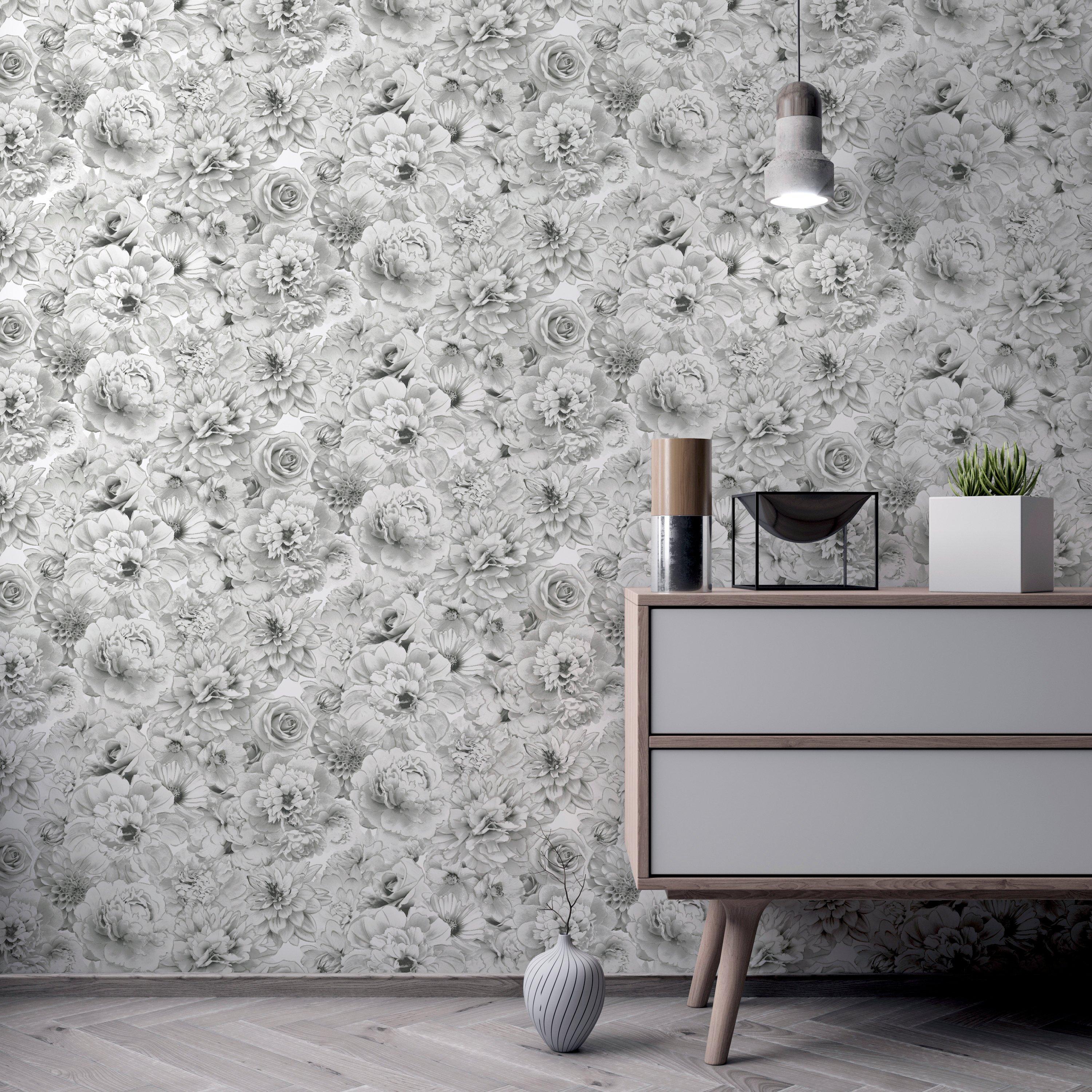 Grey - Arthouse - Glitter Bloom Silver sw12 - 7