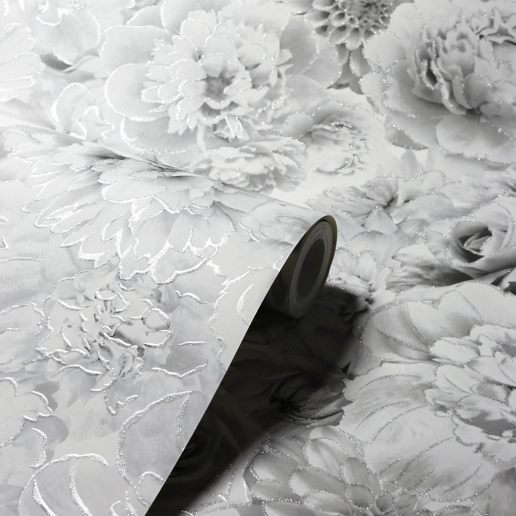 Grey - Arthouse - Glitter Bloom Silver sw12 - 9