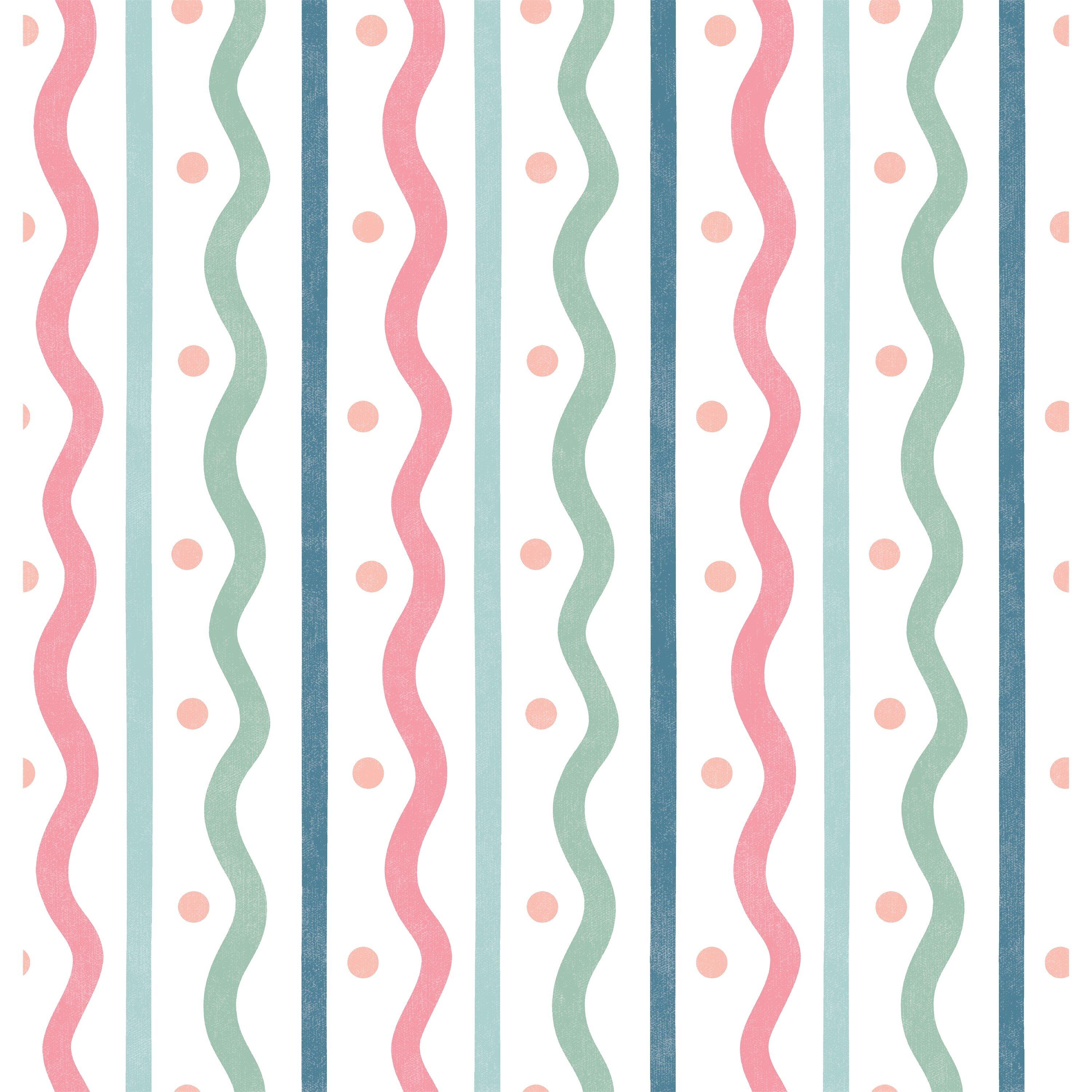 Pink - Arthouse - Squiggle Stripe Pink Multi Wallpaper - 1